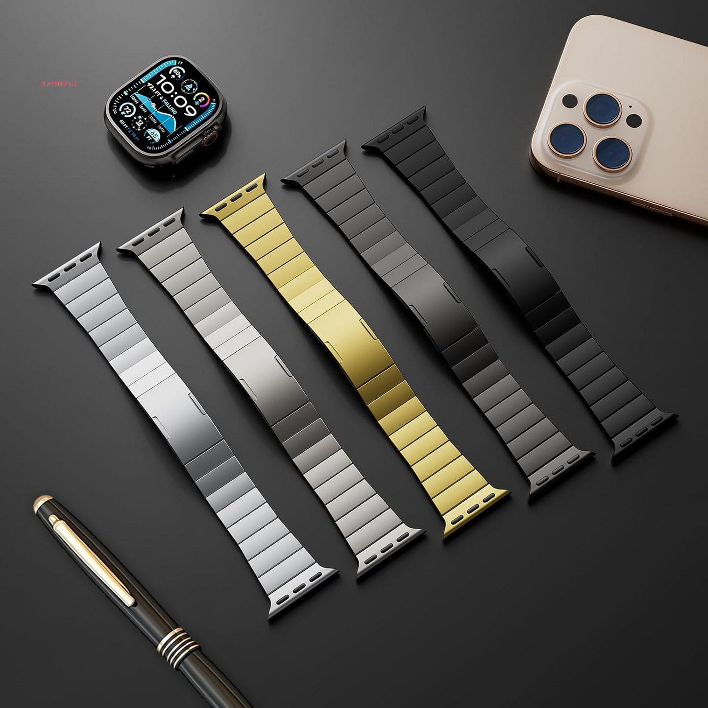 Metal Bands Compatible with Apple Watch Bands for Men Series 10 46Mm 45Mm 44Mm 42Mm 41Mm 40Mm 38Mm 49Mm Iwatch Bands Women,Business Stainless Steel Strap for Apple Watch Series 9 8 7 6 5 4 3 SE/2