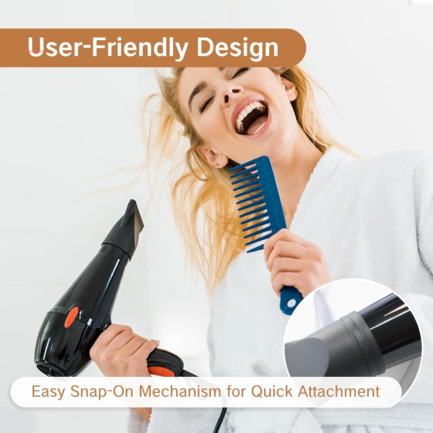2PCS Hair Dryer Attachment Universal Black Plastic Blower Nozzle Replacement Styling Tool for Home Use or Professional Salon Hairdressing Blow Outer Diameter 4.2Cm to 4.6Cm