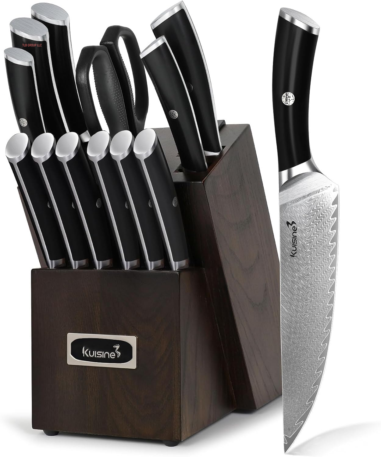Chef Knife Set,High Carbon Stainless Steel Sharp Knife Set Ergonomic Handle,Kitchen Knife Block Set with Built-In Sharpener(Ivory Pro,15Pcs)
