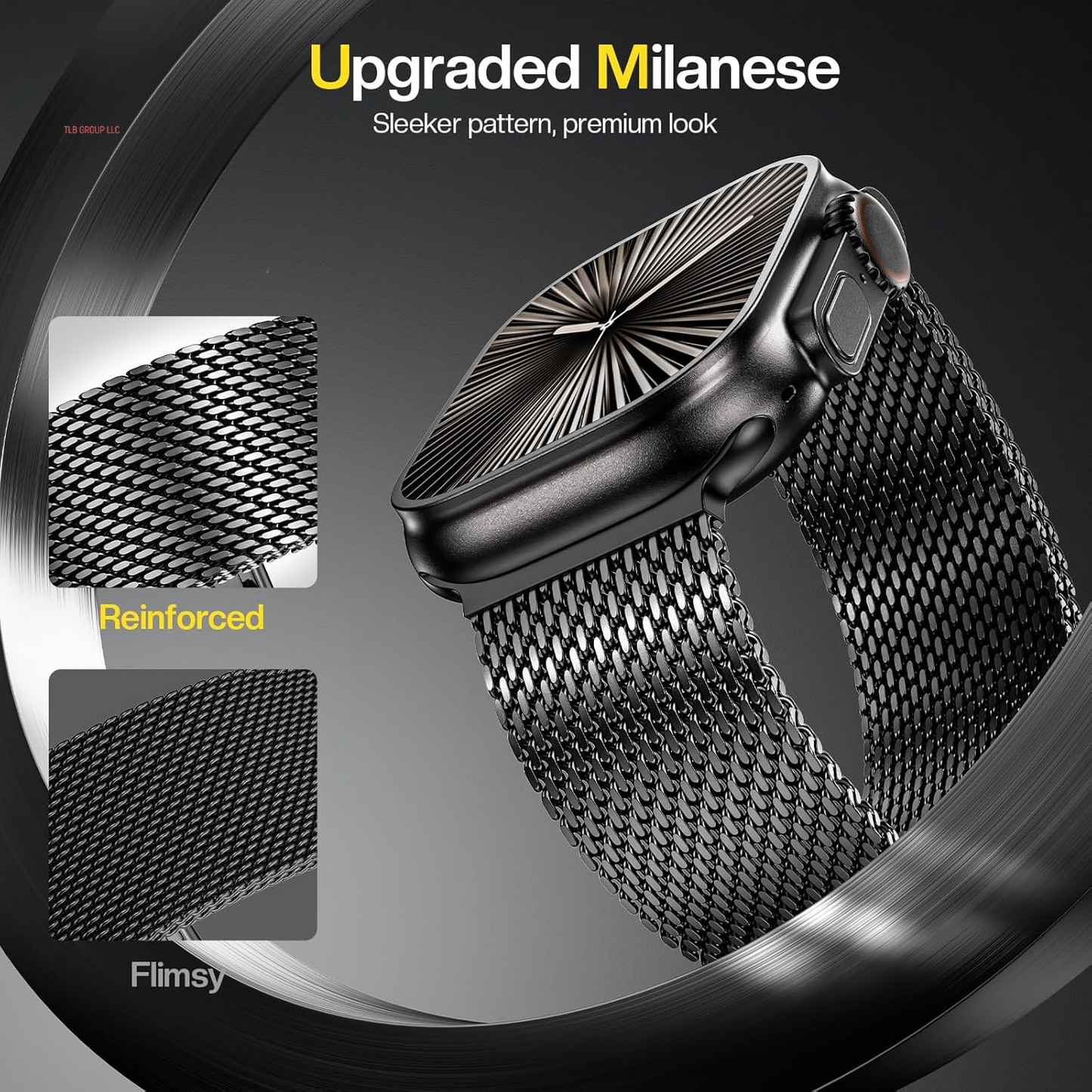 Milanese Magnetic Band Compatible with Apple Watch Band Ultra 2 Ultra for Men Women 49Mm 46Mm 45Mm 44Mm 42Mm, Stainless Steel Milanese Mesh Loop Strap for Iwatch SE Series 10 9 8 7 6 5 4 3 2 1