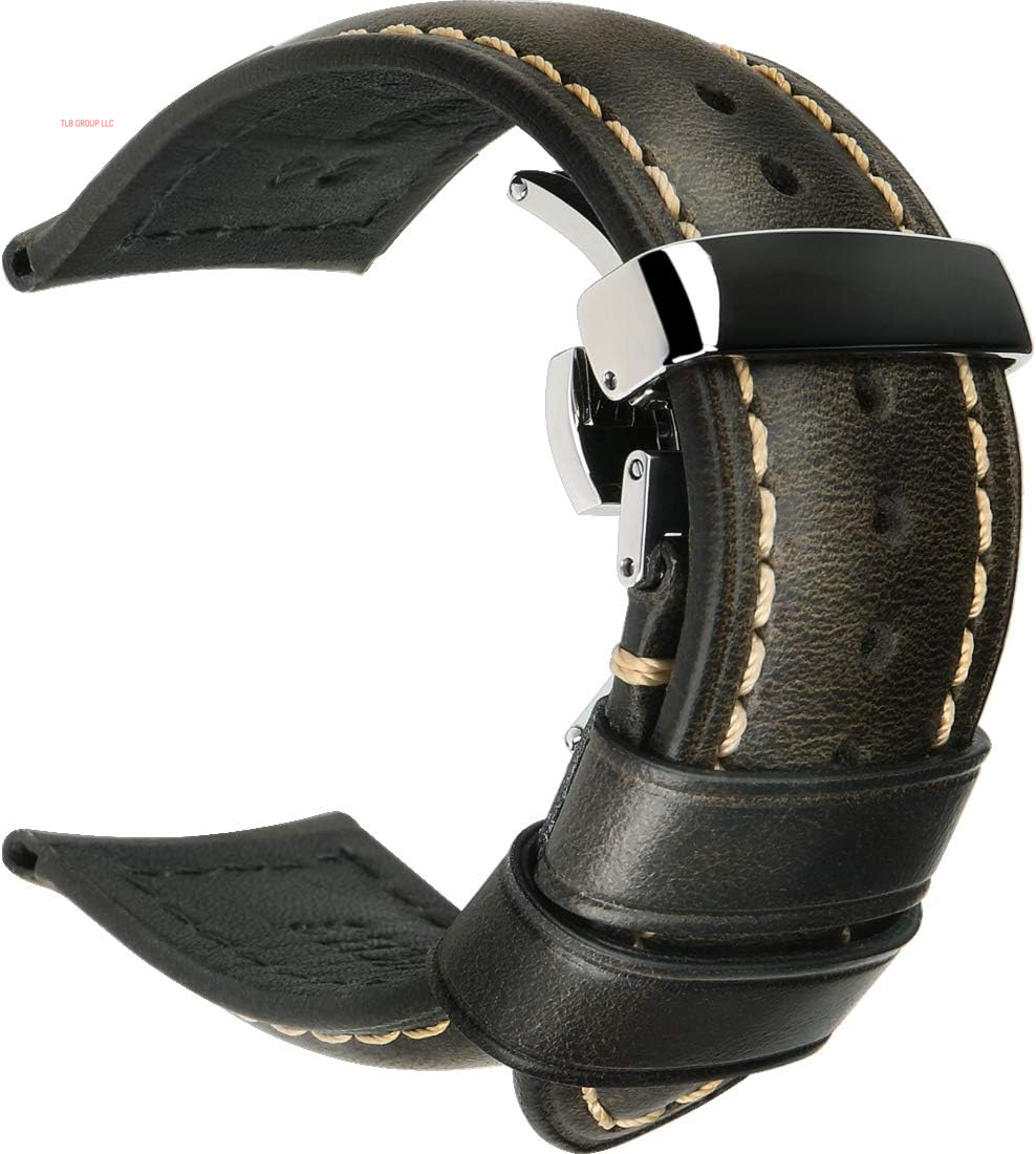 Watch Band, Vintage Oil Wax Leather Watch Straps 18Mm 19Mm 20Mm 21Mm 22Mm 23Mm 24Mm 26Mm Watch Belt for Men Women