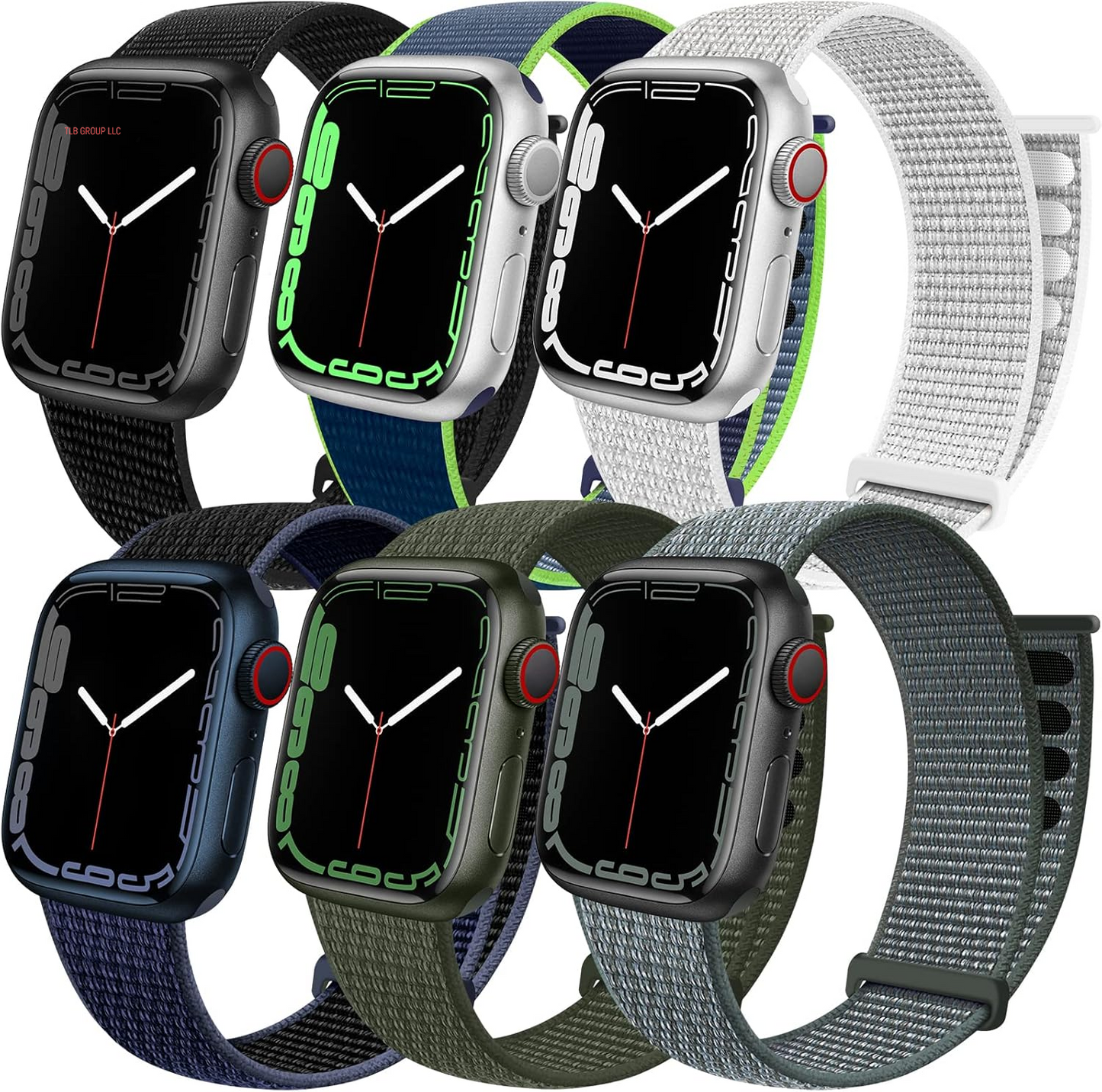 6 Pack Sport Loop Band Compatible with Apple Watch 38Mm 40Mm 41Mm 42Mm 44Mm 45Mm 46Mm 49Mm for Iwatch Ultra Series 10 9 8 7 6 5 SE 4 3 2 1 Strap Nylon Women Men Stretchy Braided Wristband Breathable