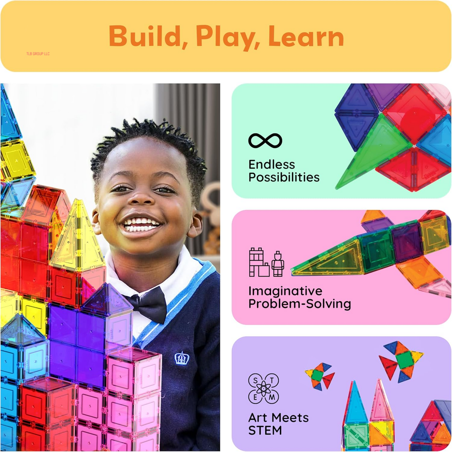 100 Piece Set 100Pcs Magnet Building Tiles Clear Magnetic 3D Blocks Construction Playboards, Creativity beyond Imagination, Inspirational, Recreational, Educational Conventional