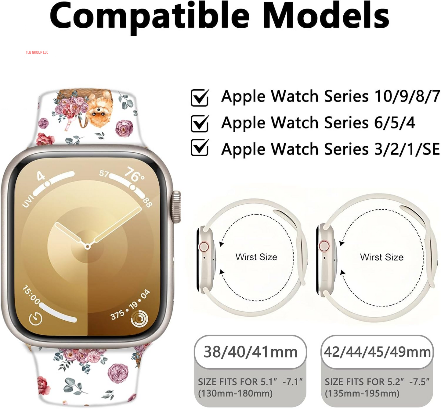 Silicone Watch Band Compatible with Apple Watch 38Mm 40Mm 41Mm, Soft Adjustable Waterproof Strap for Women and Men,Cute Fadeless Pattern for Iwatch Series 10 9 8 7 6 5 4 3 2 1 SE Ultra 2/1
