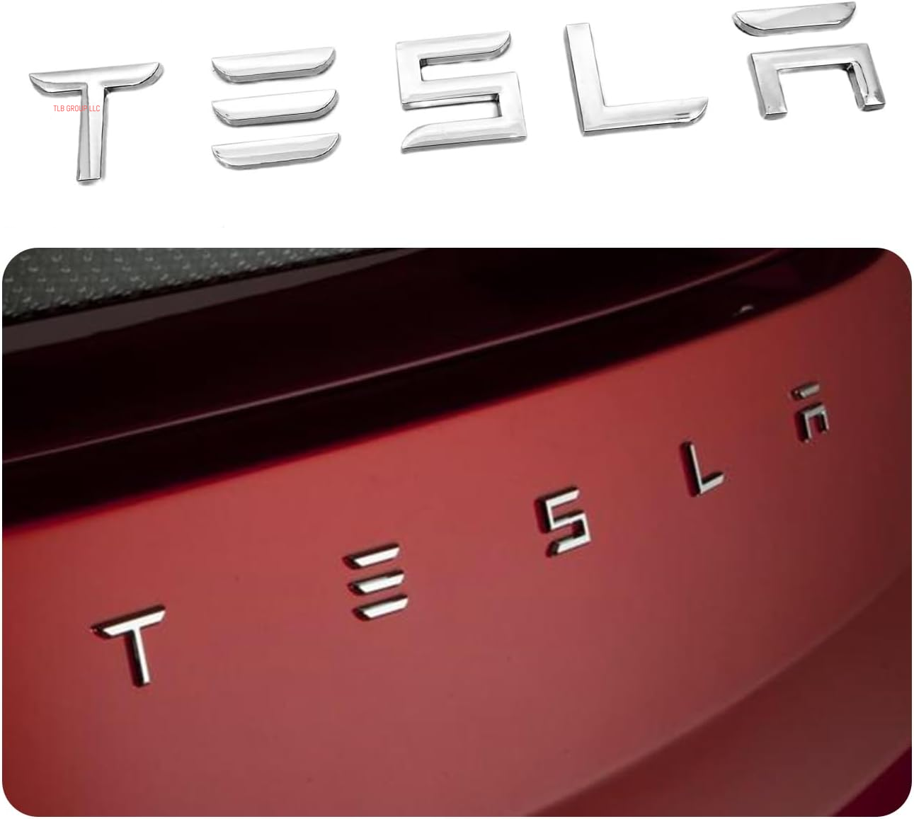 2025 Metal Logo Letters Fit for Tesla, Tailgate Letters Emblems Model 3 Y S X Accessories, Tesla Logo Emblem Model Y Metal Raised Tailgate Insert Rear Emblems Silver
