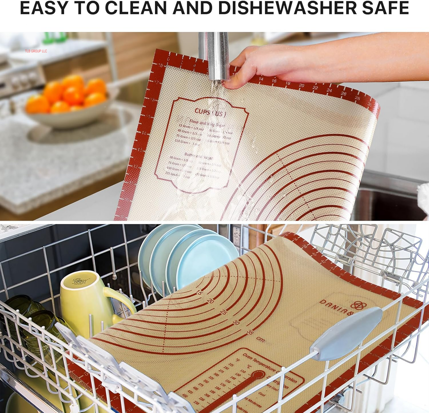 26X16 Inch Extra Thick Silicone Baking Mat with Measurements, Non-Slip and Reusable - for Cookies, Bread, Pastry