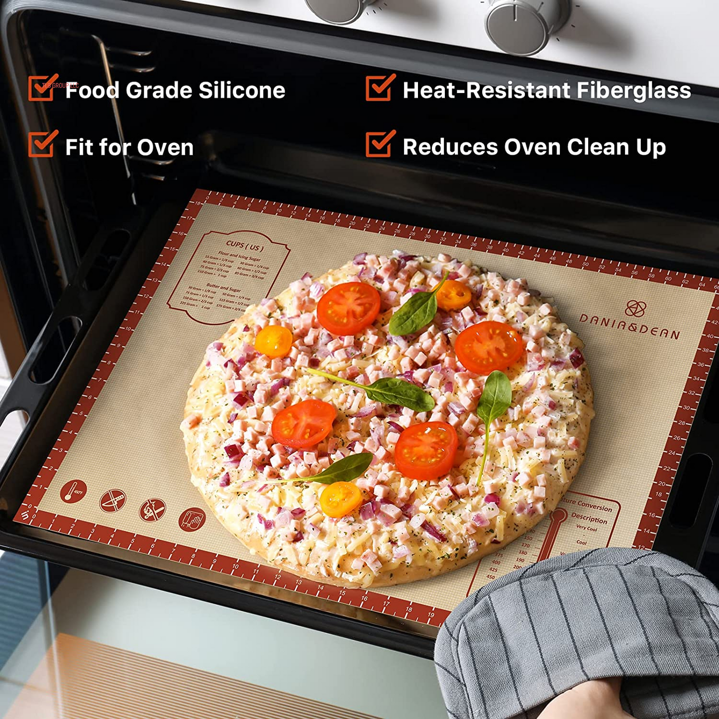 26X16 Inch Extra Thick Silicone Baking Mat with Measurements, Non-Slip and Reusable - for Cookies, Bread, Pastry