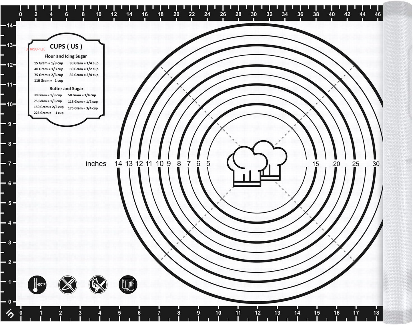 26X16 Inch Extra Thick Silicone Baking Mat with Measurements, Non-Slip and Reusable - for Cookies, Bread, Pastry