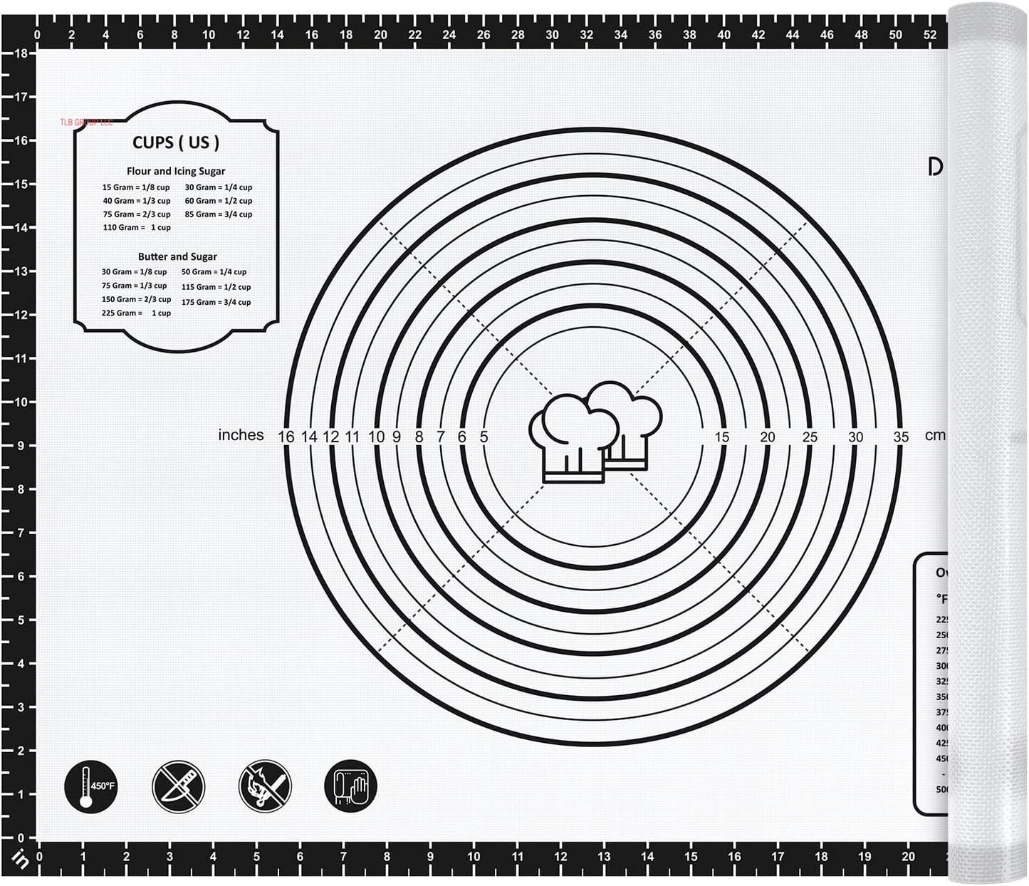 26X16 Inch Extra Thick Silicone Baking Mat with Measurements, Non-Slip and Reusable - for Cookies, Bread, Pastry