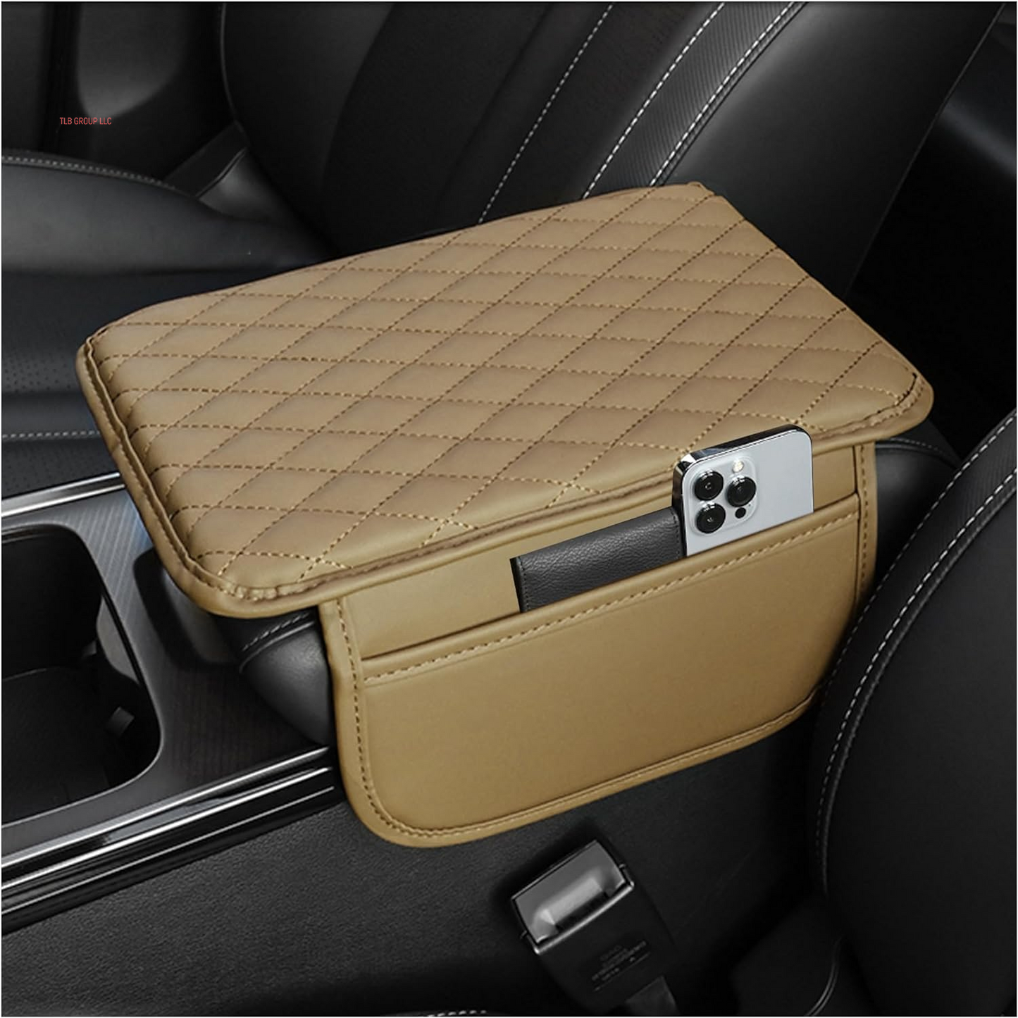 Upgraded Car Center Console Cover,Microfiber Leather Car Armrest Cover Cushion with 2 Storage Bags,Universal Car Armrest Storage Box Car Interior Accessories for Most Vehicles (Black)