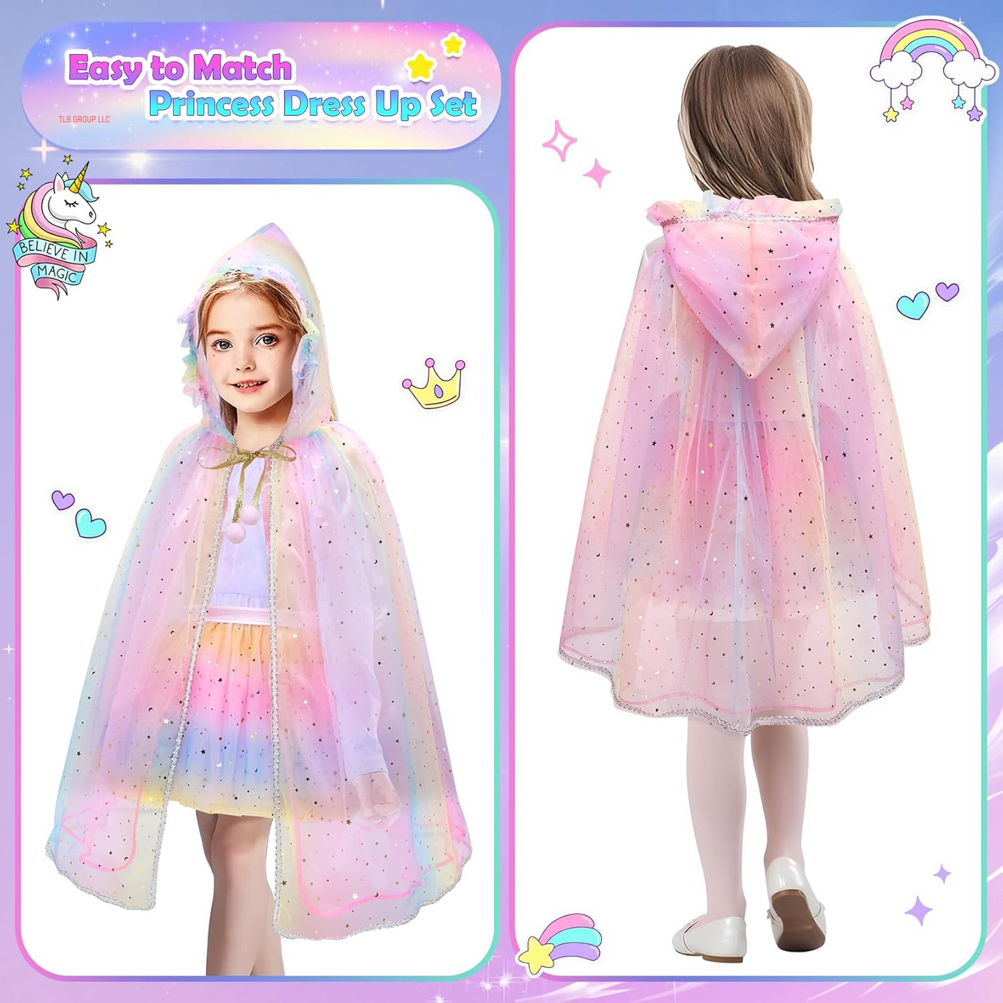Toddler Toys for Girls,Princess Dresses for Girls Toys for 3 4 5 6 7 8 9 Year Old Girls,Princess Dress up Clothes