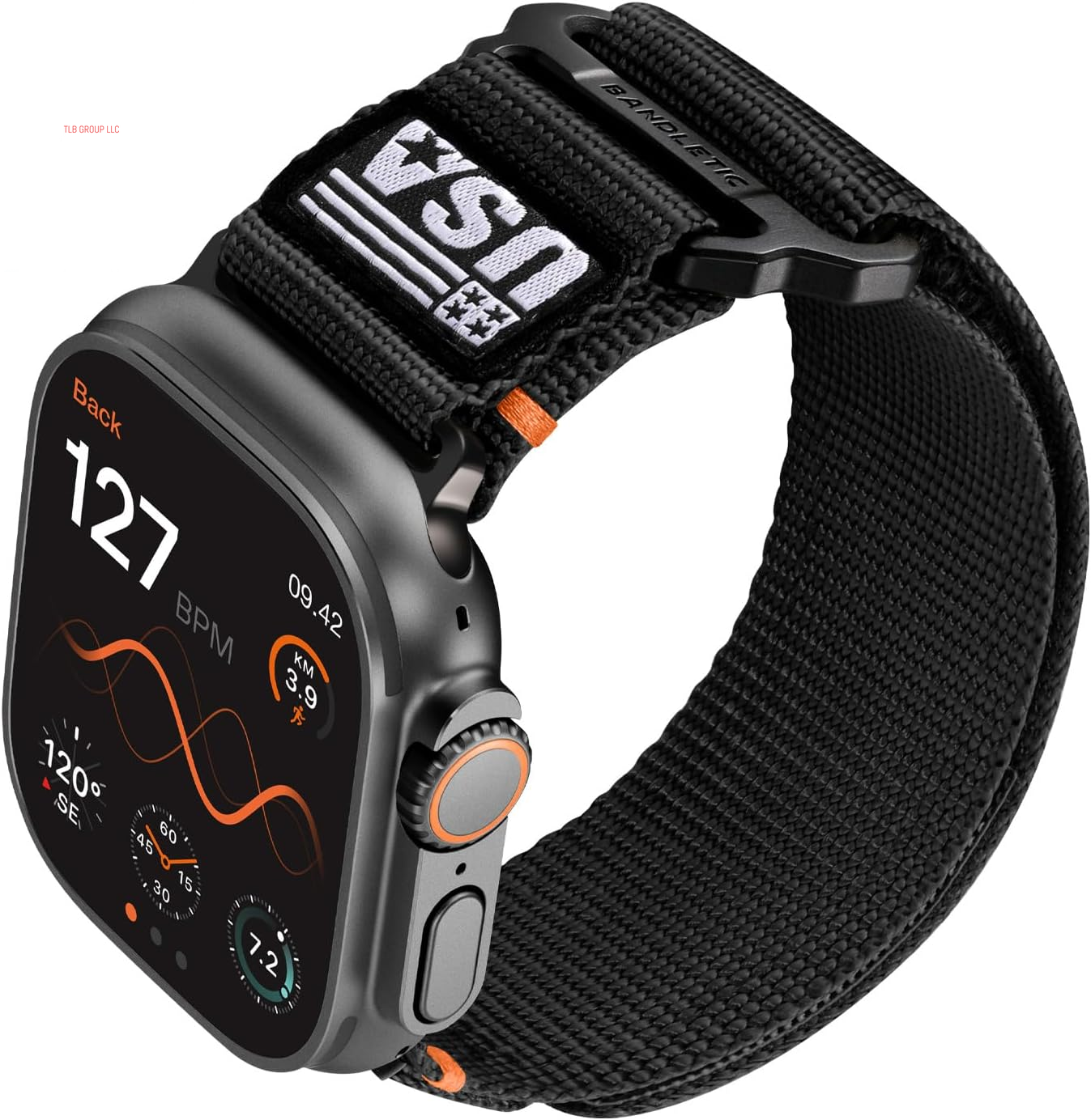 Rugged Nylon Compatible with Apple Watch Bands for Men, Sport Workout Band Soft Wristbands for Iwatch Ultra Strap 49Mm Series 10 46Mm 9/8/7 45Mm SE2/6/SE/5/4 44Mm 3/2/1 42Mm, Black, Medium