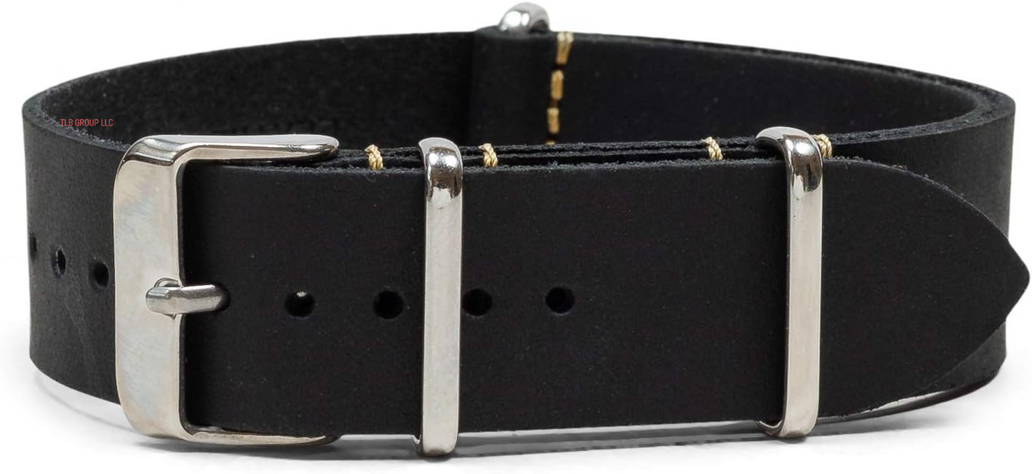 Benchmark Leather Watch Band - Crazy Horse Oiled Leather One-Piece Watch Straps for Men or Women - 18Mm, 20Mm, 22Mm or 24Mm Widths