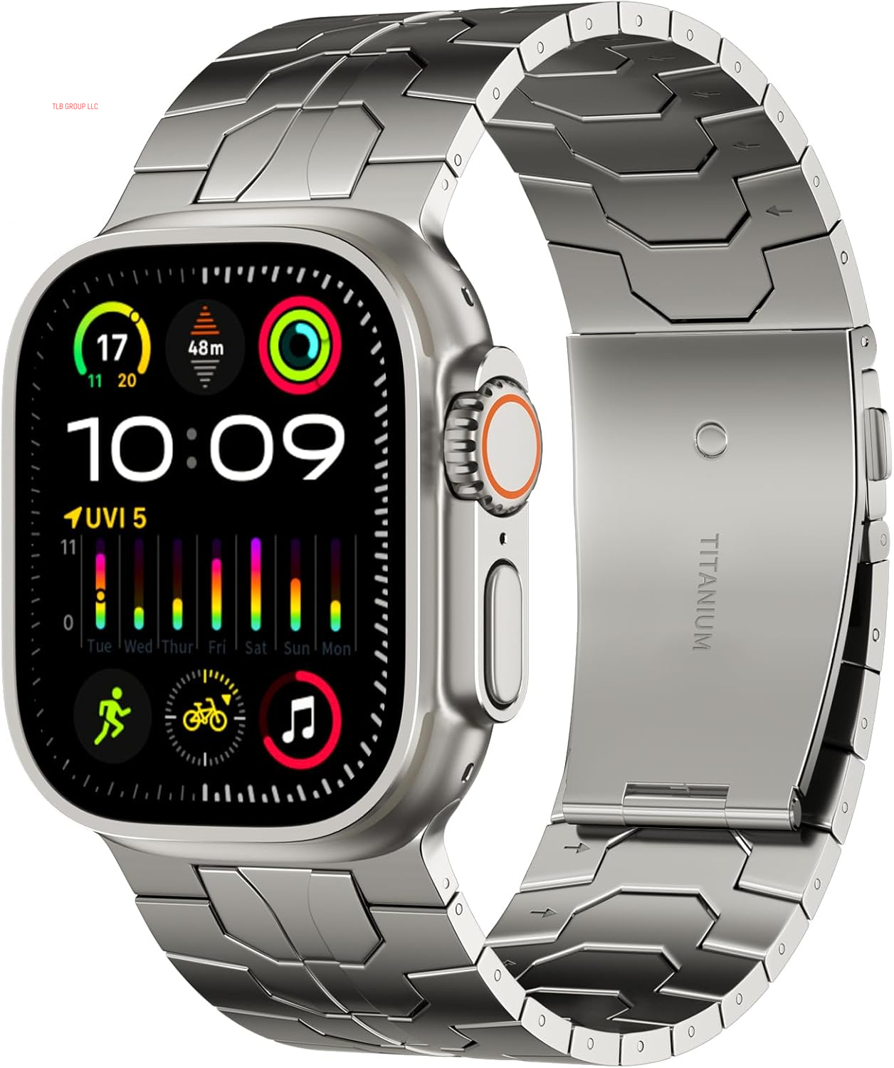 Full Titanium Band Compatible with Apple Watch Ultra 49Mm / Ultra 2 49Mm / Series 10 46Mm, 26Mm Wide Adjustable Links with Titanium Magnetic Clasp Connectors and DLC Coating