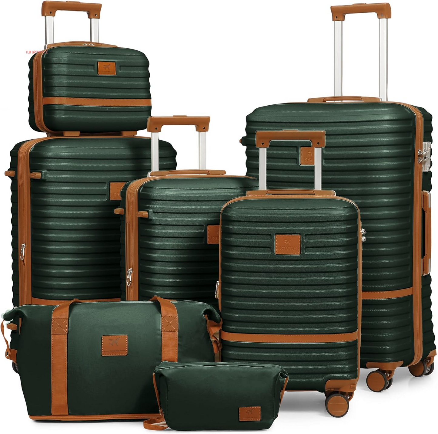Carry on Luggage 20 Inch Expandable Suitcase with Spinner Wheel, 4 Piece Hard Shell Luggage Set with TSA Lock(Black Brown)