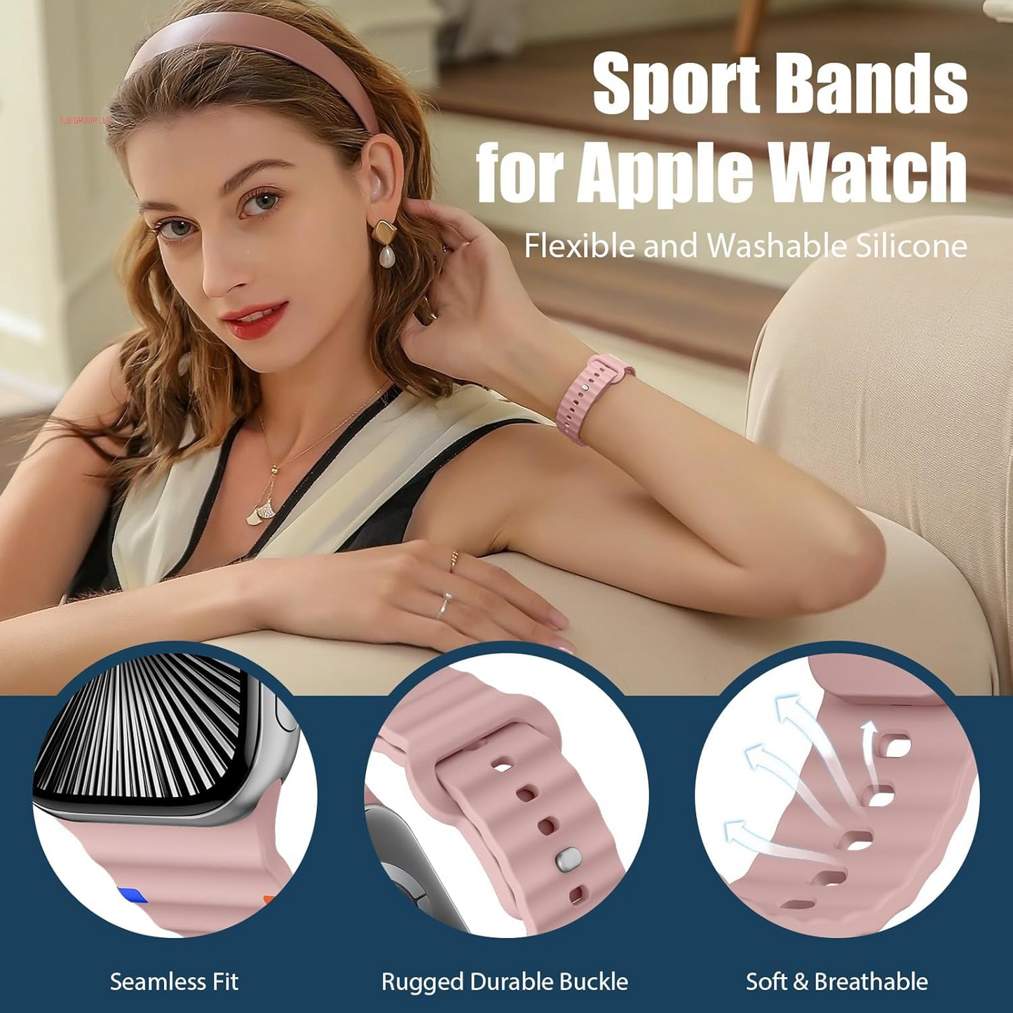 Sport Band for Apple Watch Ultra/2 Bands 49Mm 46Mm 45Mm 44Mm 42Mm 41Mm 40Mm 38Mm for Men Women,Waterproof Soft Silicone Strap Wristband for Iwatch Series 10 9 8 7 6 5 4 3 SE/2 41 45 40 44 Mm,6 Pack