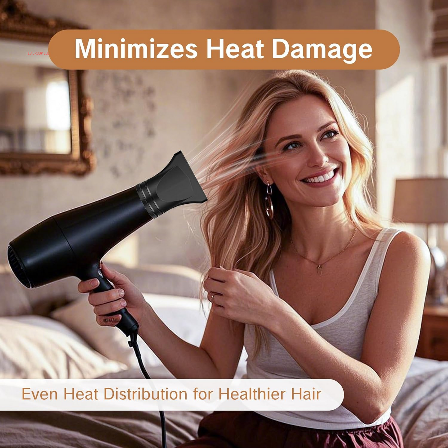 2PCS Hair Dryer Attachment Universal Black Plastic Blower Nozzle Replacement Styling Tool for Home Use or Professional Salon Hairdressing Blow Outer Diameter 4.2Cm to 4.6Cm