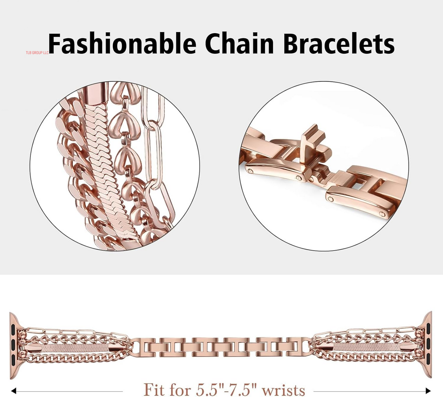 Chain Bracelet Compatible for Apple Watch Band, Women Fashion Slim Jewelry Dressy Iwatch Bands 38Mm 40Mm 41Mm 42Mm 44Mm 45Mm 46Mm 49Mm Series 10 9 8 7 SE 6 5 4 3 Series 2 1