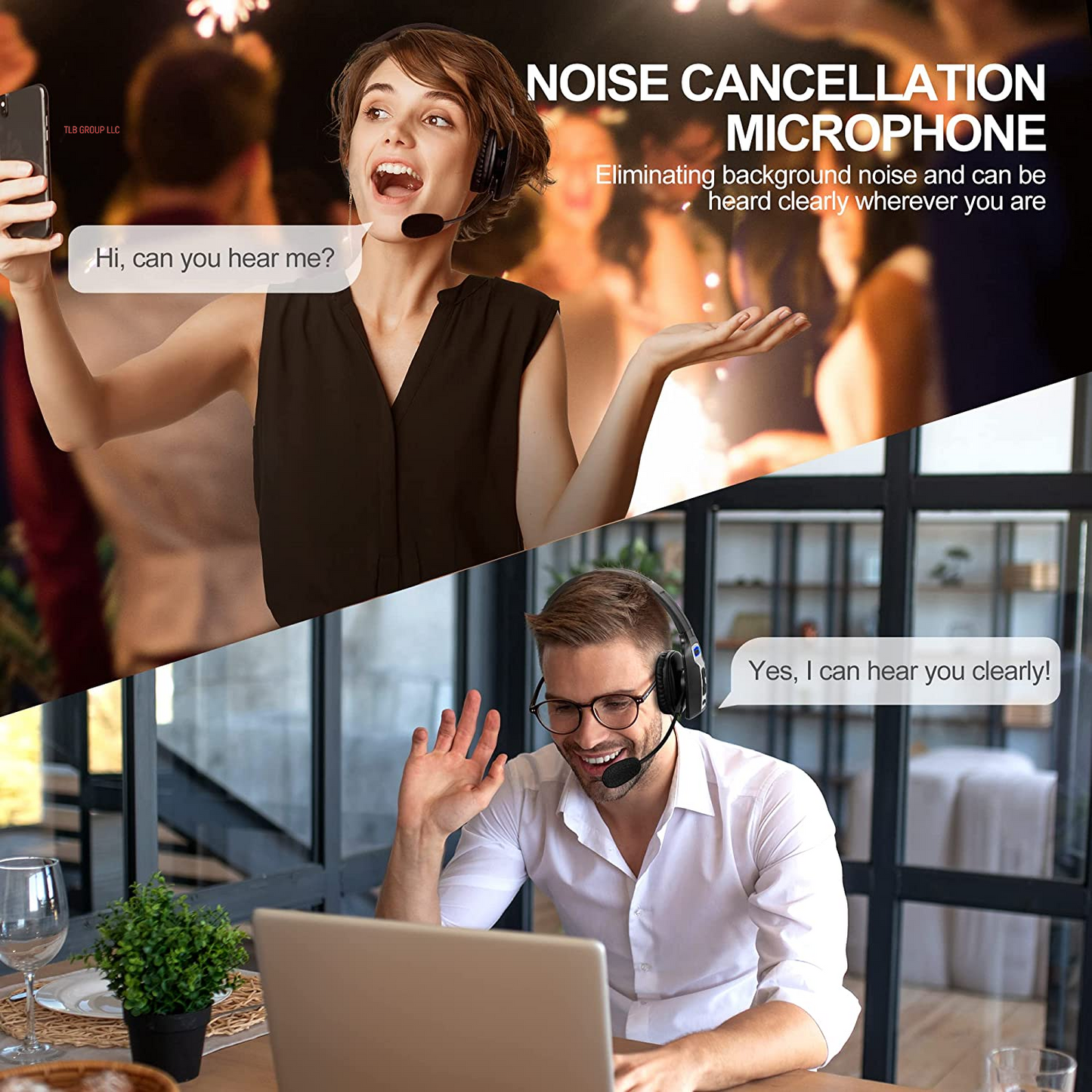 Trucker Bluetooth Headset, V5.2 Wireless Headset with Upgraded Microphone AI Noise Canceling, on Ear Bluetooth Headphone with Mute for Driver Office Call Center