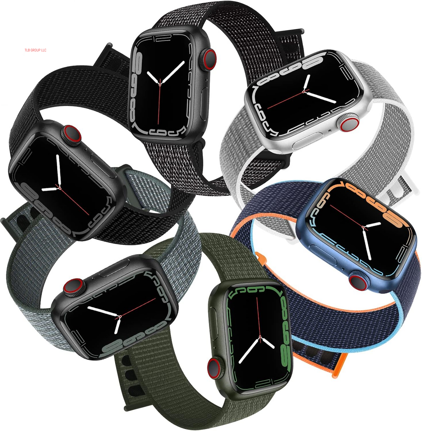 6 Pack Sport Loop Band Compatible with Apple Watch 38Mm 40Mm 41Mm 42Mm 44Mm 45Mm 46Mm 49Mm for Iwatch Ultra Series 10 9 8 7 6 5 SE 4 3 2 1 Strap Nylon Women Men Stretchy Braided Wristband Breathable