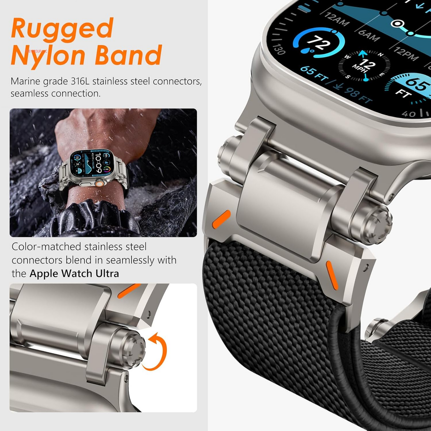 Stretchy Bands for Apple Watch Ultra 2 Band 49Mm 46Mm 45Mm 44Mm 42Mm Men, Rugged Solo Loop Nylon Sport Elastic Braided Straps for Iwatch Ultra Series 10 9 8 7 6 5 4 3 SE with Metal Connector
