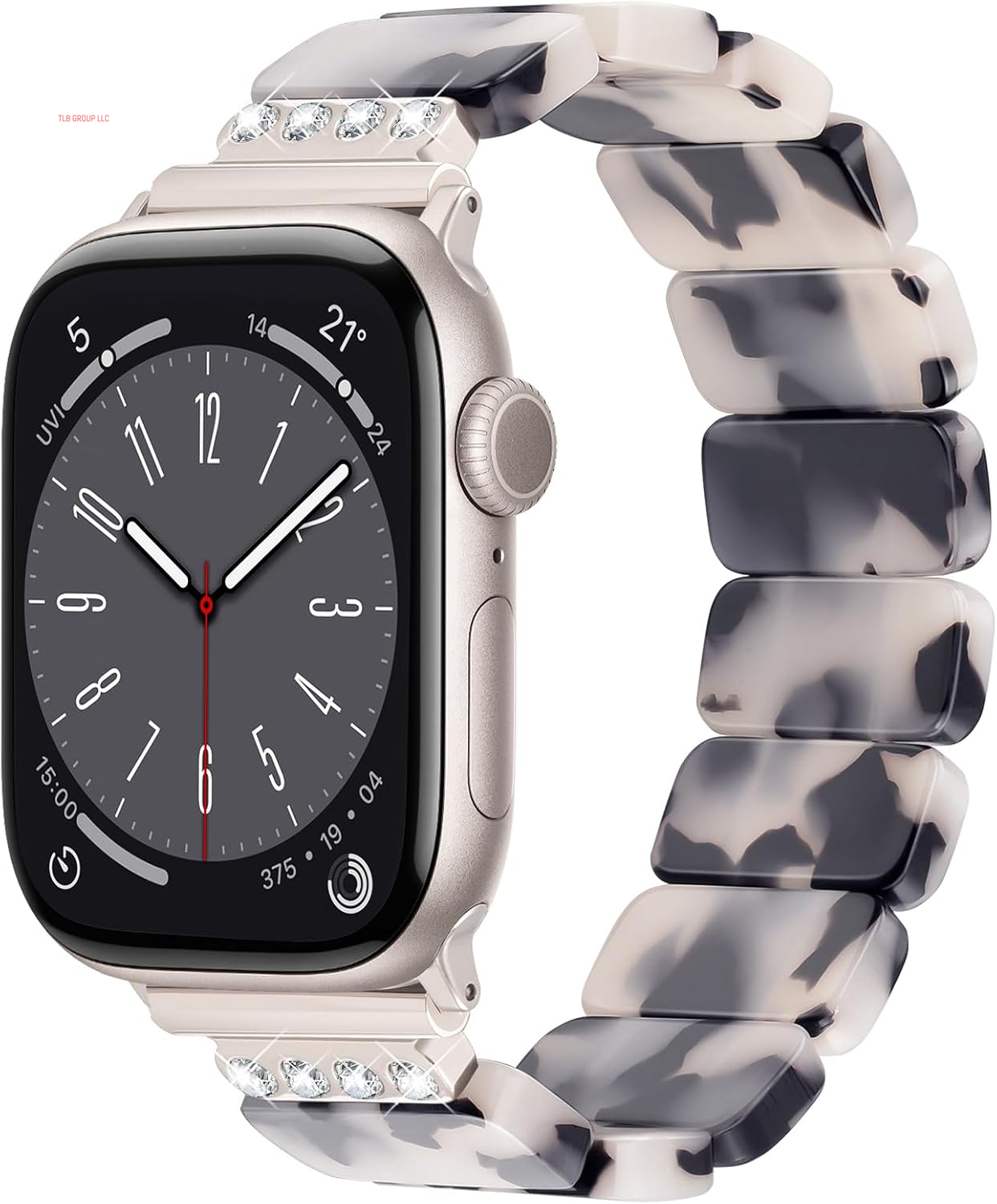 Stretchy Resin Apple Watch Band for Series Ultra/10/9/8/7/Se 38Mm40Mm41Mm42Mm44Mm45Mm46Mm49Mm Fashion Cute, Lightweight & Flexible, Rectangle Design with Iwatch Series 6/5/4/3/2/1