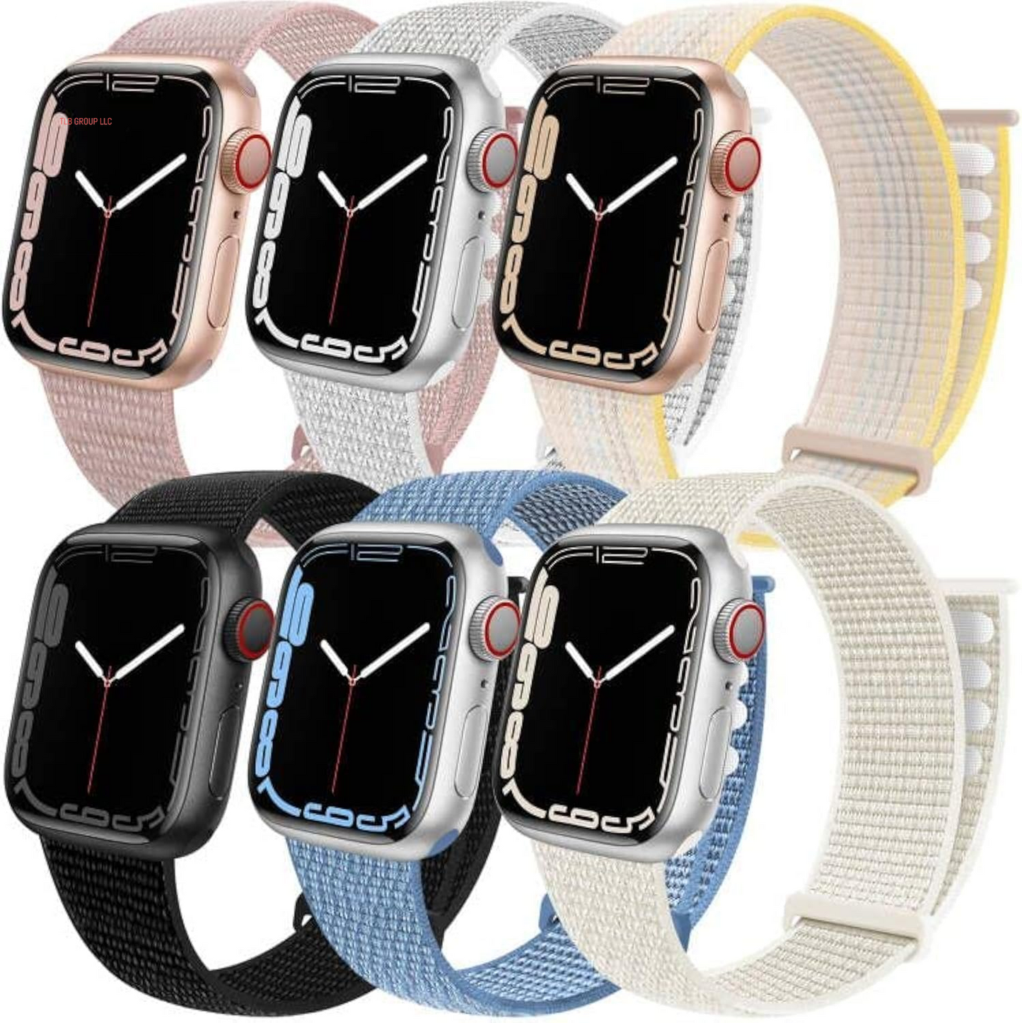 6 Pack Sport Loop Band Compatible with Apple Watch 38Mm 40Mm 41Mm 42Mm 44Mm 45Mm 46Mm 49Mm for Iwatch Ultra Series 10 9 8 7 6 5 SE 4 3 2 1 Strap Nylon Women Men Stretchy Braided Wristband Breathable