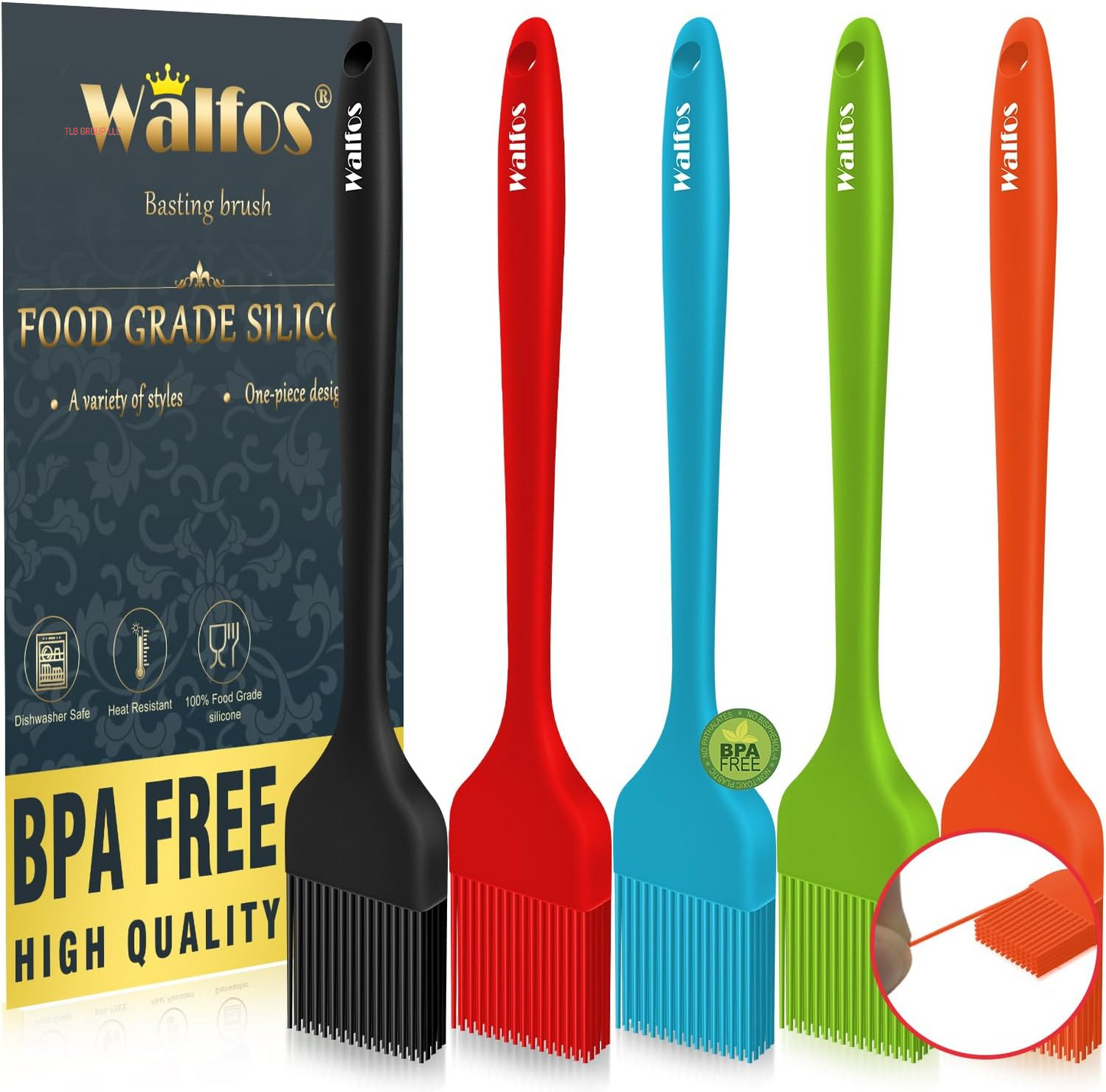 Silicone Basting Pastry Brush, Heat Resistant Pastry Brush Set, Strong Steel Core and One-Pieces Design, Perfect for BBQ Grill Baking Kitchen Cooking, BPA Free and Dishwasher Safe (2 Pcs)