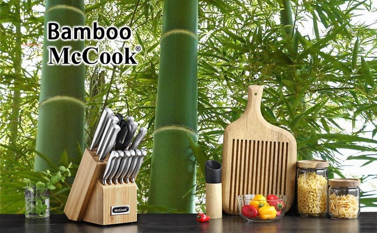® Knife Sets,German Stainless Steel Knife Block Sets with Built-In Sharpener