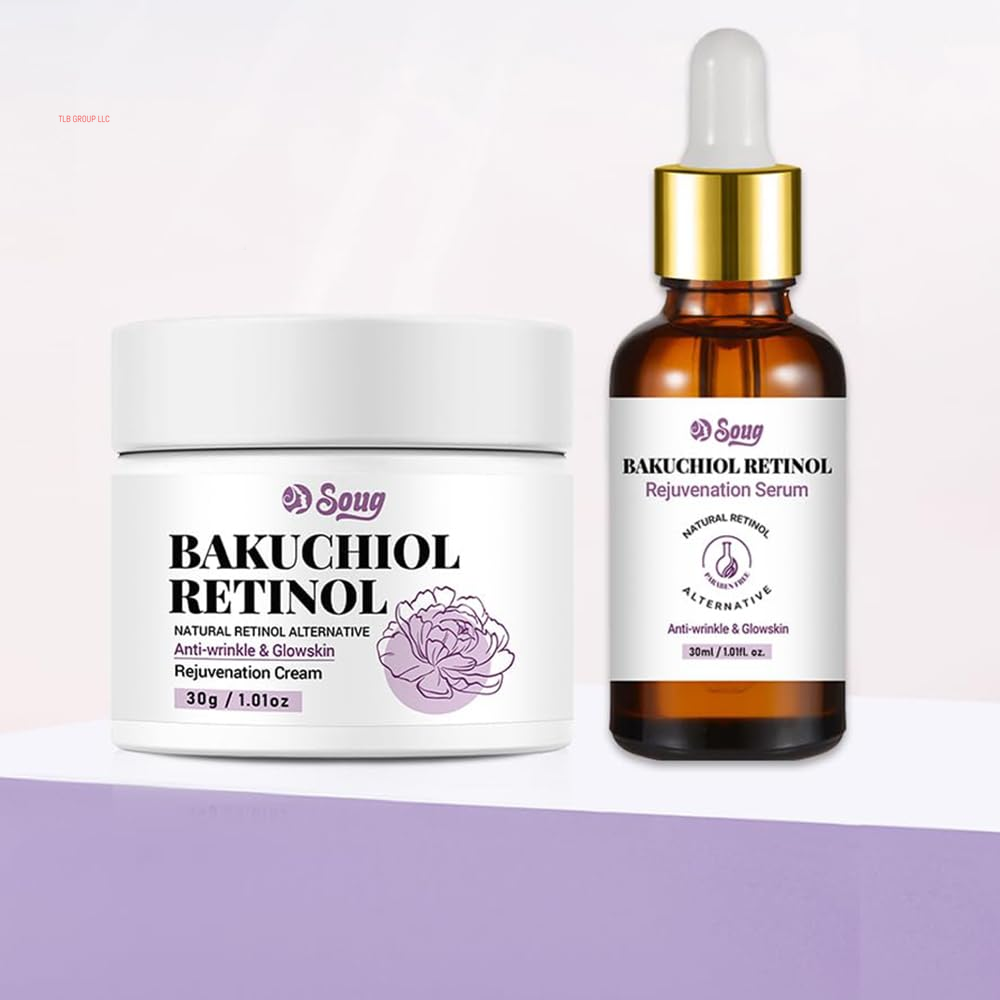 Bakuchiol Retinol Serum, 2 PCS Retinol Rejuvenation Serum for anti Aging & Reduce Wrinkles, Fine Lines & Sagging, Moisturising Skin, 2.02 Fl.Oz