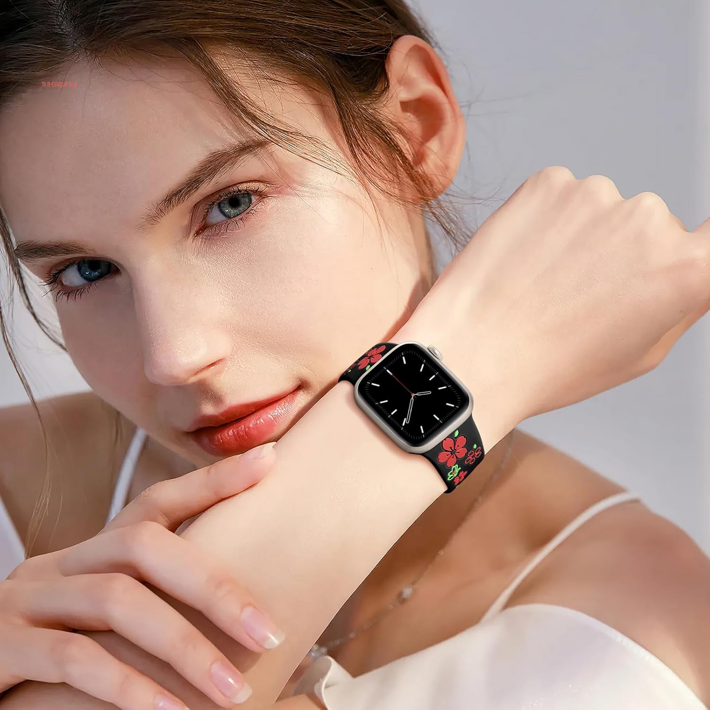 Floral Engraved Band Compatible for Apple Watch Bands for Women 40Mm 41Mm 38Mm 42Mm 44Mm 45Mm 46Mm 49Mm, Cute Flower Silicone Inlay Dressy Strap for Iwatch Series 10 9 8 7 6 5 4 3 2 SE Ultra