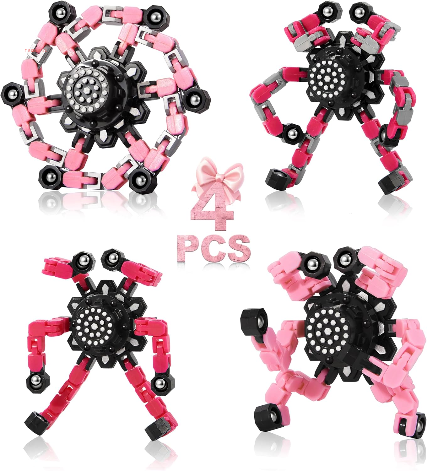 Transformable Fidget Spinners 4 Pcs for Kids and Adults Stress Relief Sensory Toys for Boys and Girls Fingertip Gyros for Party Favors Stocking Stuffers Bulk for Kids