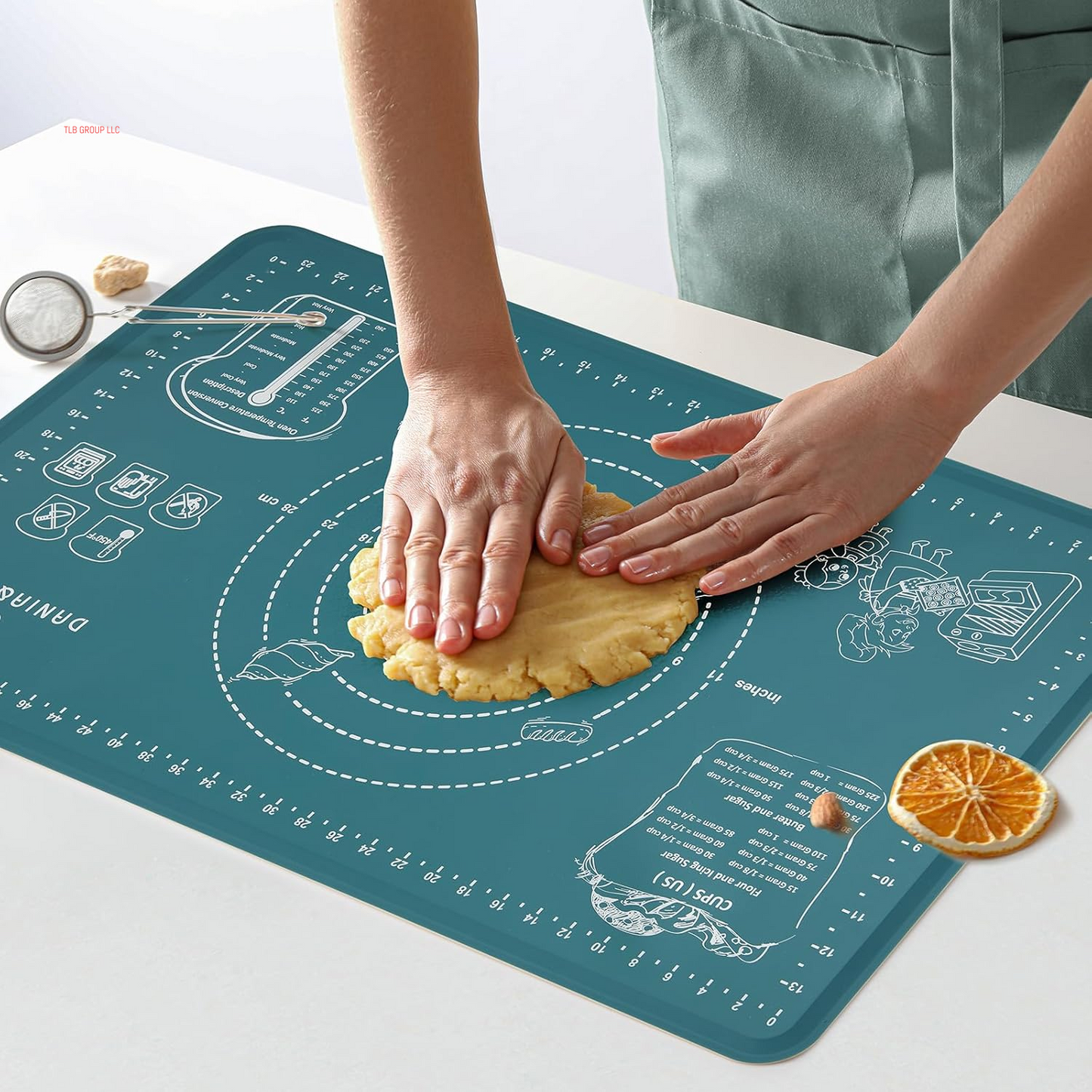 26X16 Inch Extra Thick Silicone Baking Mat with Measurements, Non-Slip and Reusable - for Cookies, Bread, Pastry