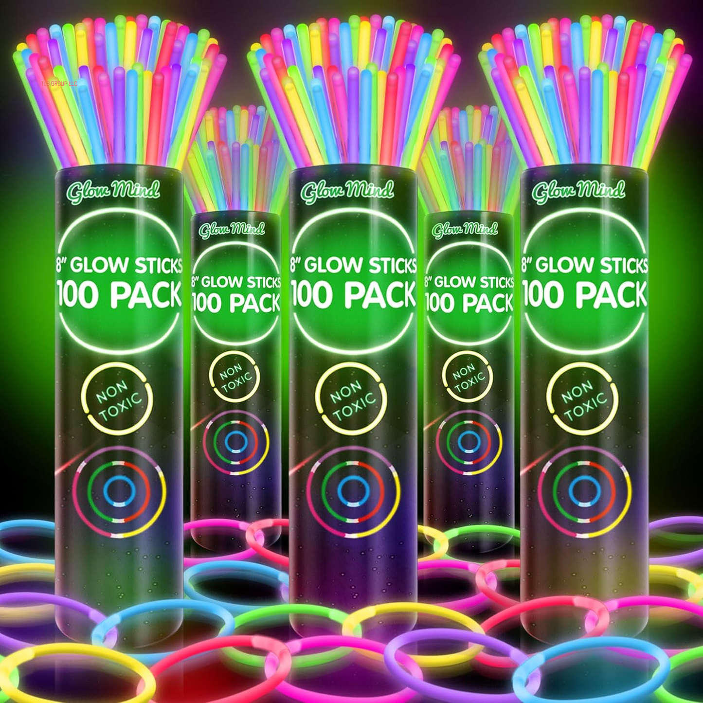 100 Ultra Bright Glow Sticks Bulk Party Pack - Glow in the Dark Party Supplies Pack - 8" Glowsticks Party Favors with Bracelets and Necklaces