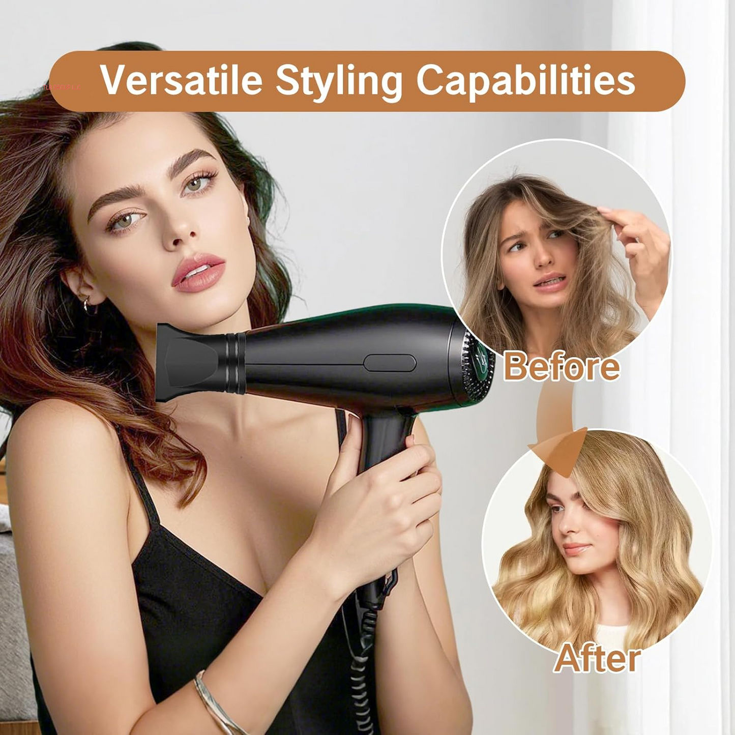 2PCS Hair Dryer Attachment Universal Black Plastic Blower Nozzle Replacement Styling Tool for Home Use or Professional Salon Hairdressing Blow Outer Diameter 4.2Cm to 4.6Cm