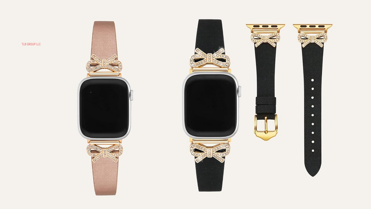 Premium Genuine Leather Watch Band Set- Black & Pink -44Mm/45Mm/46Mm/49Mm/42Mm(Series 3 2 1)
