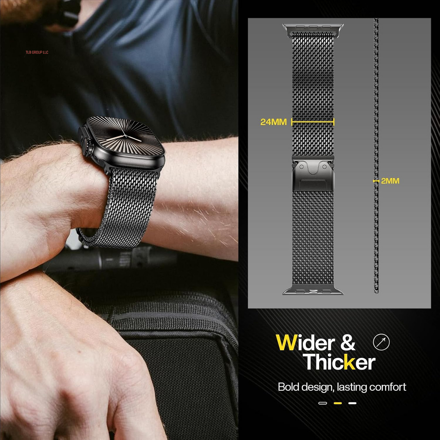 Milanese Magnetic Band Compatible with Apple Watch Band Ultra 2 Ultra for Men Women 49Mm 46Mm 45Mm 44Mm 42Mm, Stainless Steel Milanese Mesh Loop Strap for Iwatch SE Series 10 9 8 7 6 5 4 3 2 1