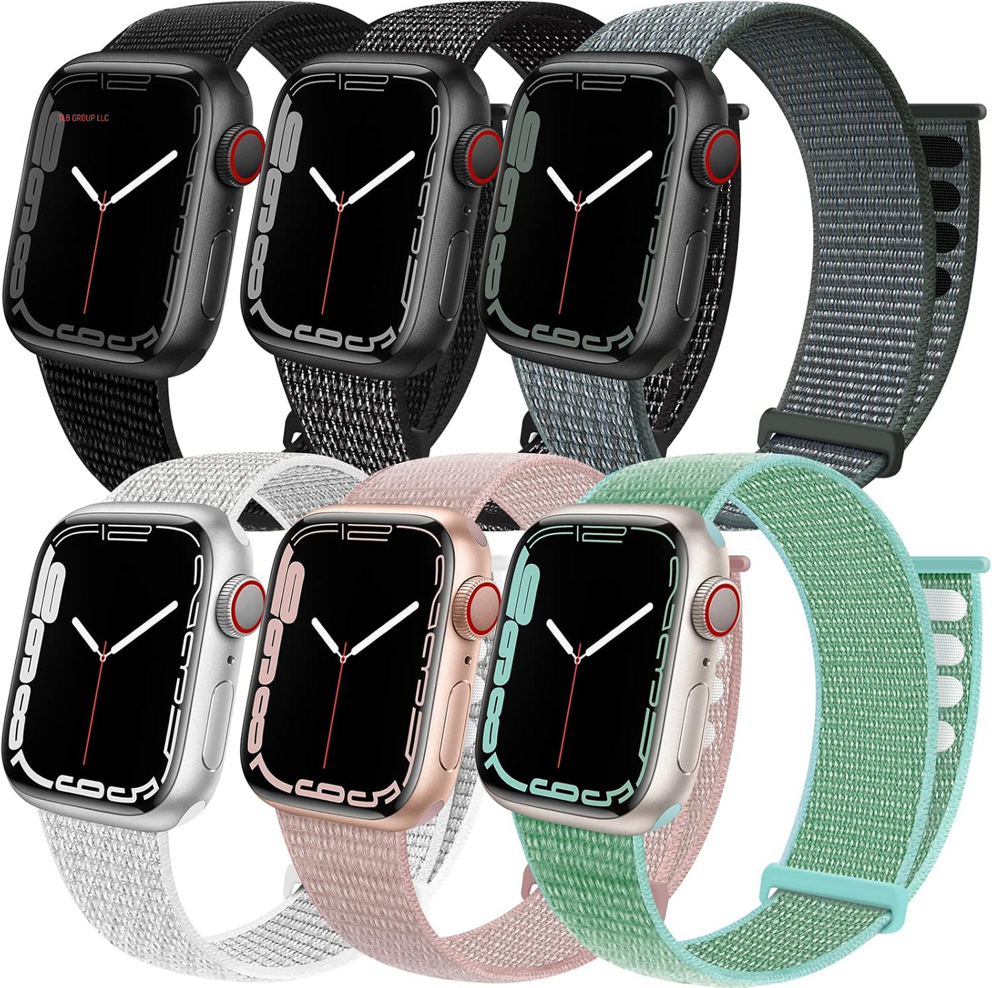 6 Pack Sport Loop Band Compatible with Apple Watch 38Mm 40Mm 41Mm 42Mm 44Mm 45Mm 46Mm 49Mm for Iwatch Ultra Series 10 9 8 7 6 5 SE 4 3 2 1 Strap Nylon Women Men Stretchy Braided Wristband Breathable
