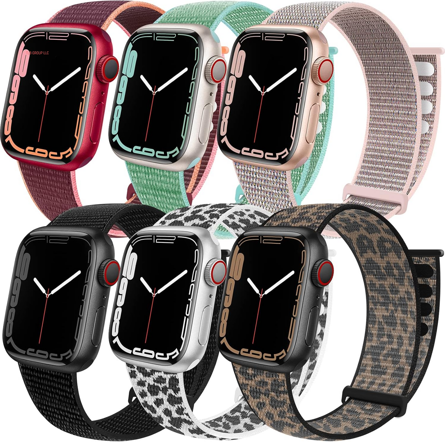 6 Pack Sport Loop Band Compatible with Apple Watch 38Mm 40Mm 41Mm 42Mm 44Mm 45Mm 46Mm 49Mm for Iwatch Ultra Series 10 9 8 7 6 5 SE 4 3 2 1 Strap Nylon Women Men Stretchy Braided Wristband Breathable
