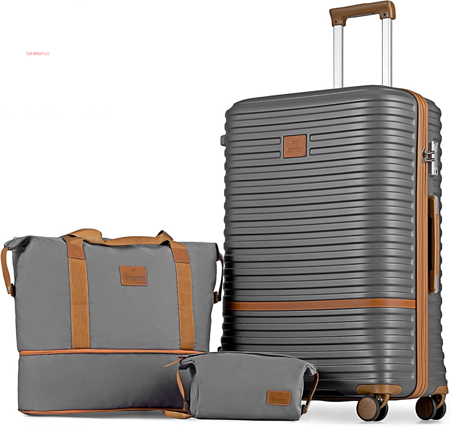 Carry on Luggage 20 Inch Expandable Suitcase with Spinner Wheel, 4 Piece Hard Shell Luggage Set with TSA Lock(Black Brown)