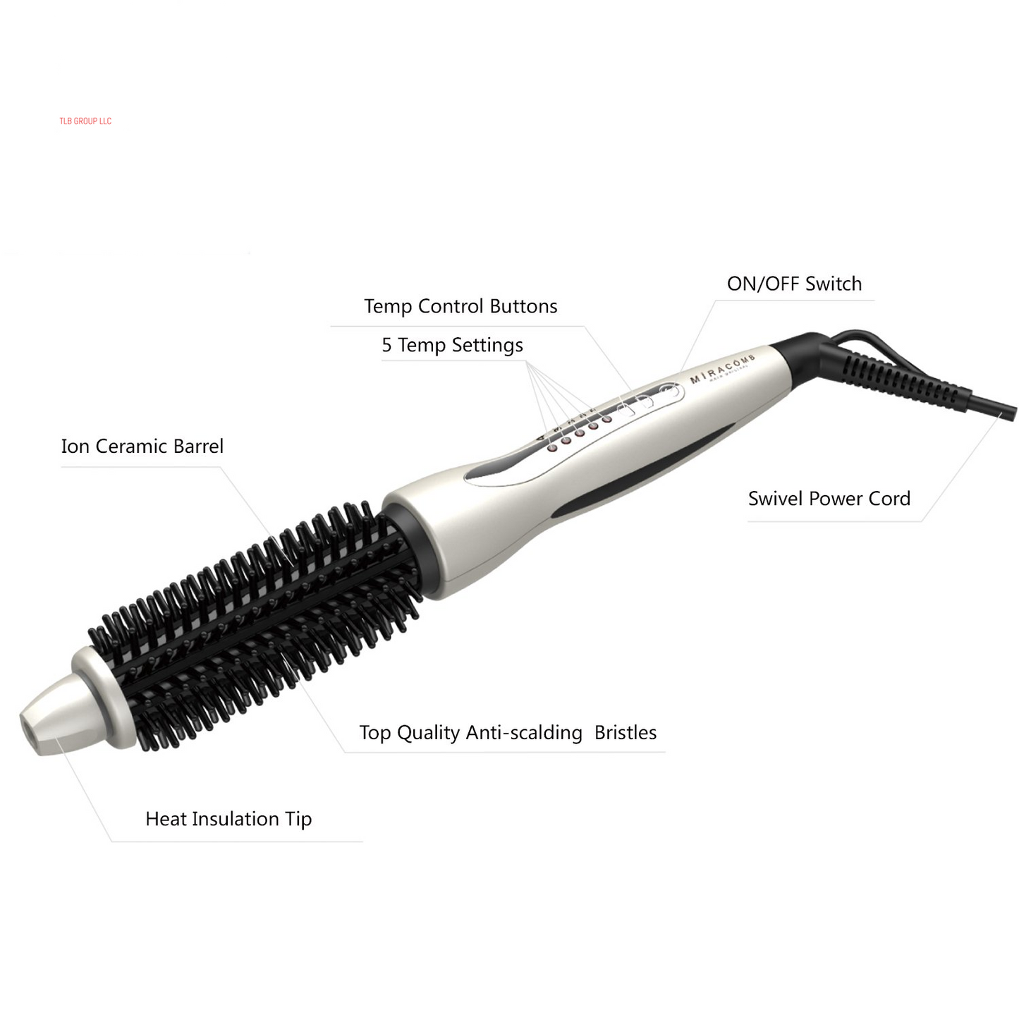 Hair Curler Straightening Brush Ceramic Tourmaline Cool Touch PRO Multi Styler with 5 Heat Adjustments 1 Inch Barrel Auto Shut Off, Pearl White (Package May Vary)