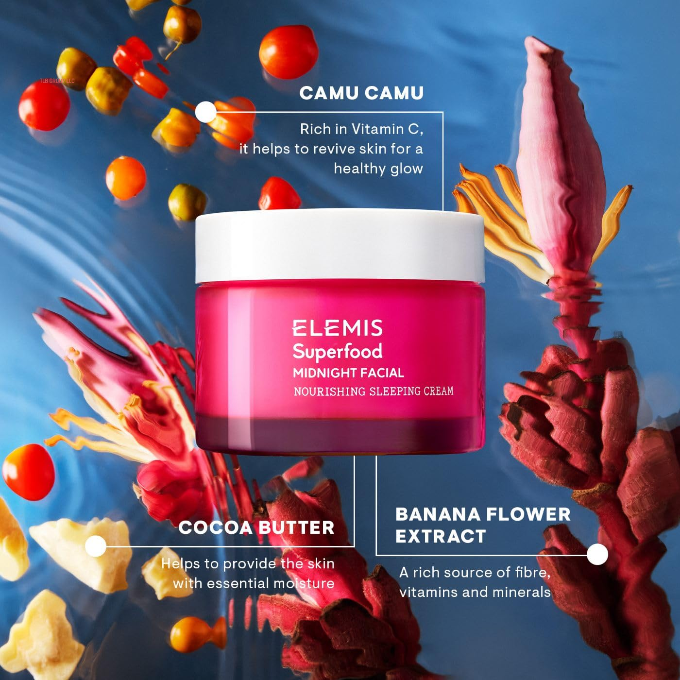 Superfood Midnight Facial, Moisturizer Face Cream, Hydrating Face Moisturizer for Dry Skin, Firming Facial Cream, Camu Camu & Vitamin C Cream