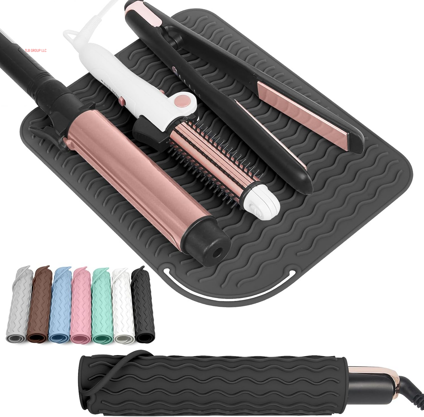 Larger Size Silicone Heat Resistant Mat for Curling Irons, Flat Irons, Hair Straightener and Other Hair Styling Tools, Portable Hot Tools Pad Cover for Travel Vanity Salon(12.0" X 9.0")