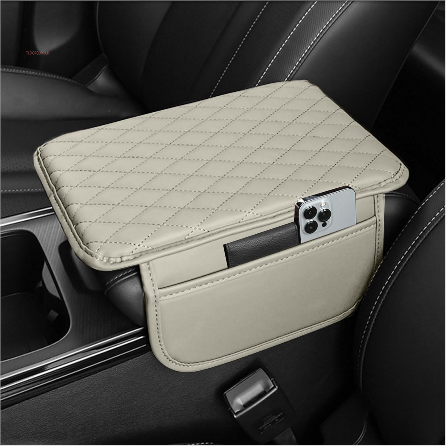 Upgraded Car Center Console Cover,Microfiber Leather Car Armrest Cover Cushion with 2 Storage Bags,Universal Car Armrest Storage Box Car Interior Accessories for Most Vehicles (Black)
