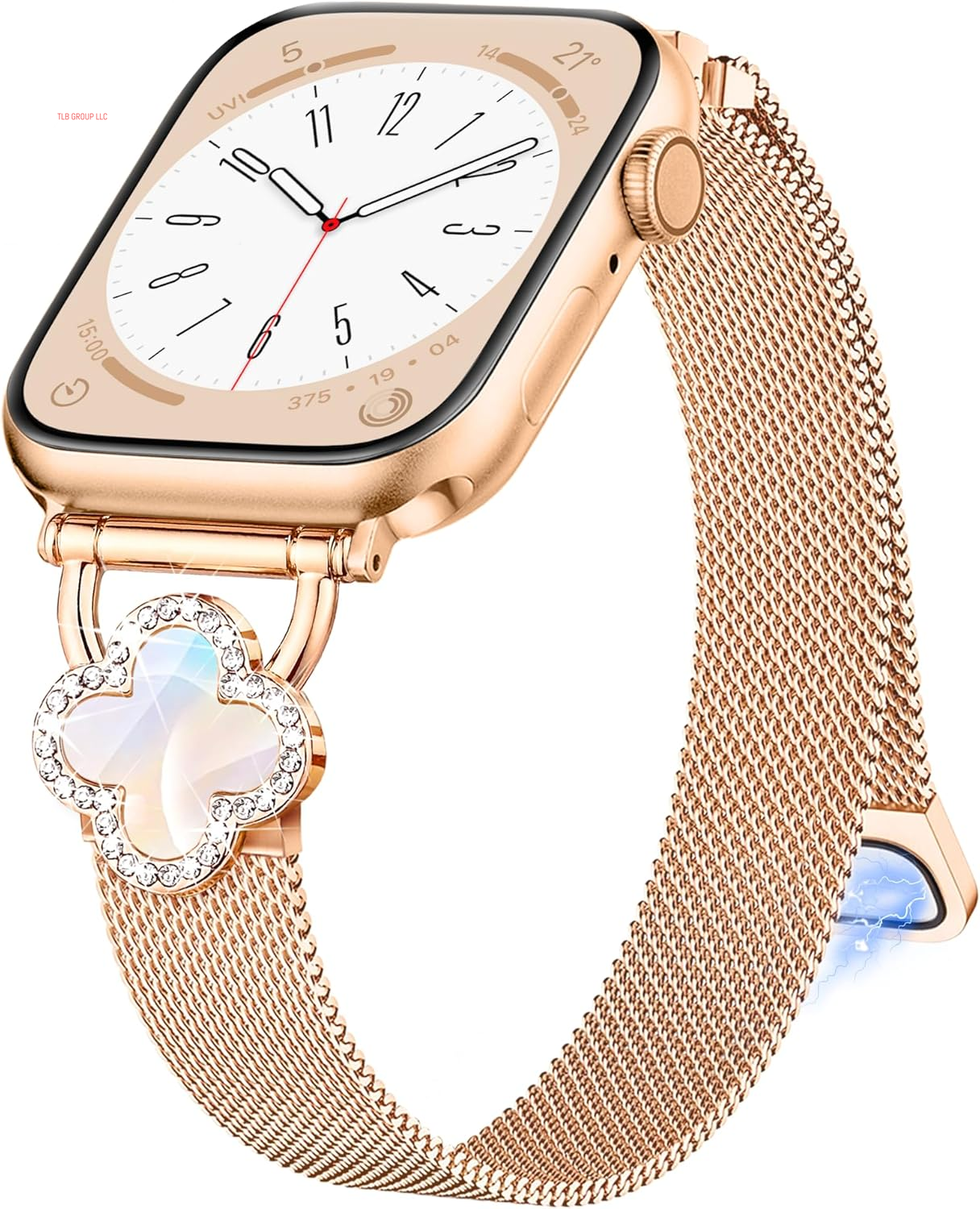 Thin Clover Magnetic Band for Apple Watch Bands for Women 46Mm 45Mm 44Mm 42Mm 49Mm, Slim Cute Bling Metal Milanese Iwatch Bands for Iphone Watch Series 10 9 8 7 6 5 4 3 2 1 SE Ultra-Starlight