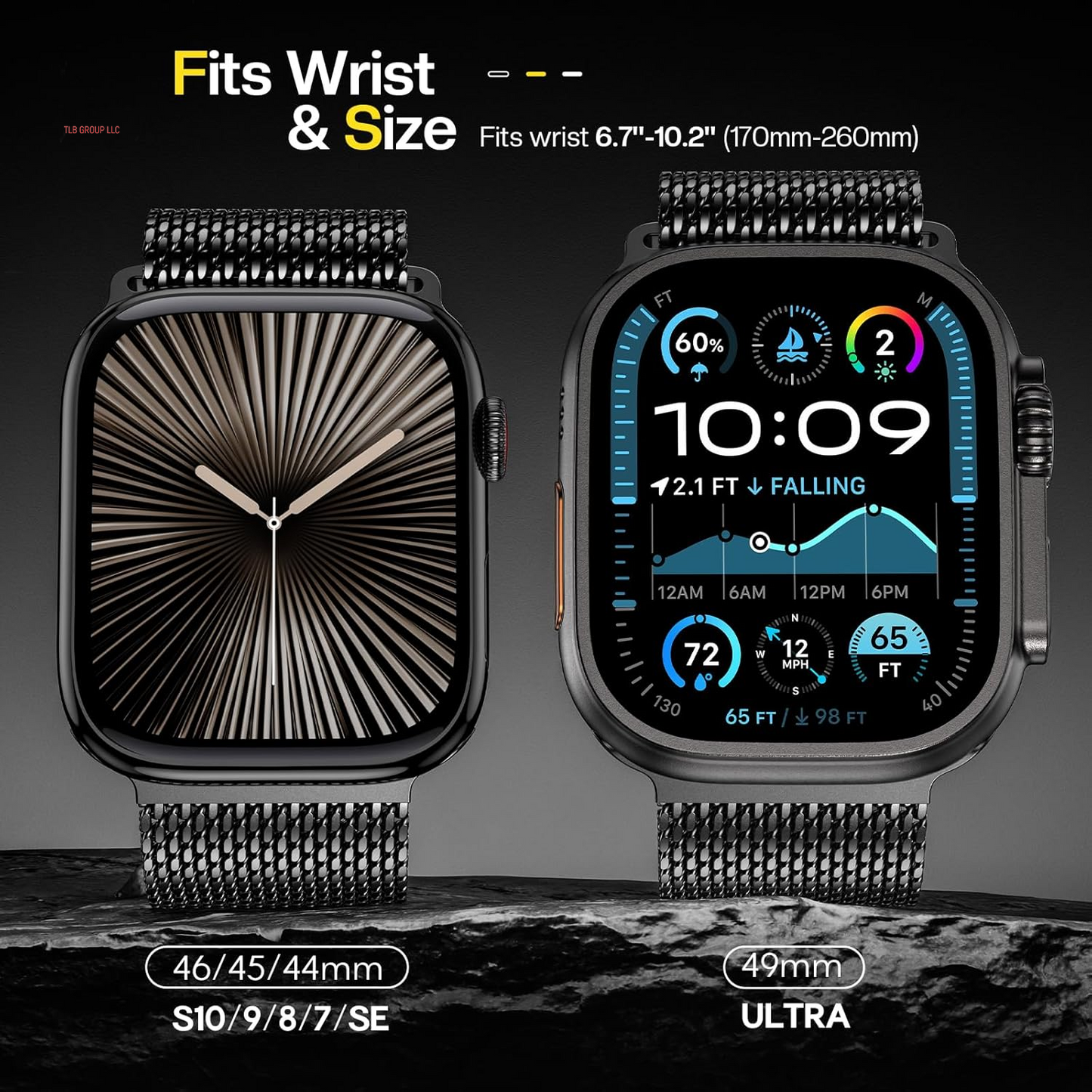 Milanese Magnetic Band Compatible with Apple Watch Band Ultra 2 Ultra for Men Women 49Mm 46Mm 45Mm 44Mm 42Mm, Stainless Steel Milanese Mesh Loop Strap for Iwatch SE Series 10 9 8 7 6 5 4 3 2 1