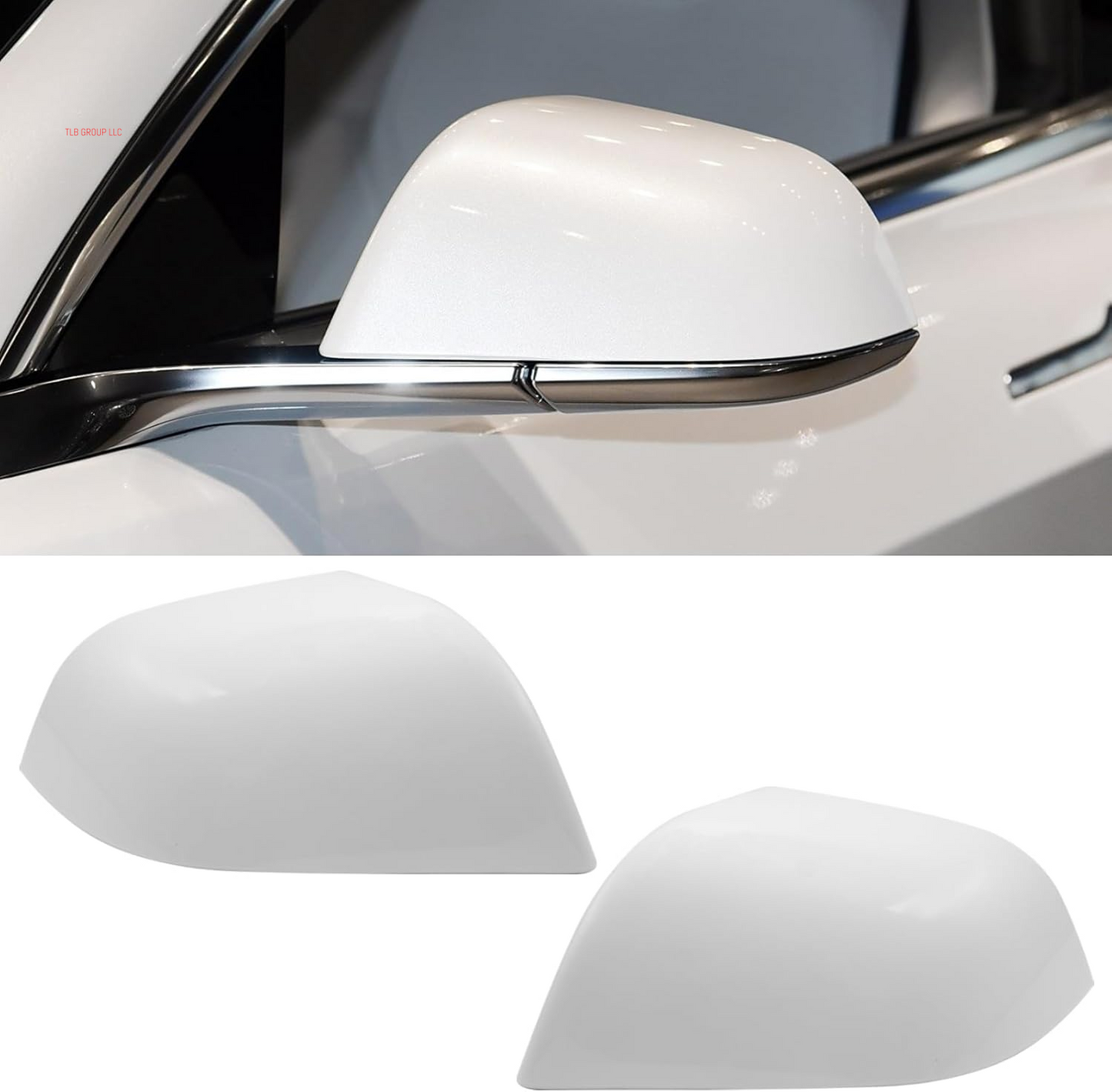 Compatible with Tesla Model 3 Mirror Caps 2017 2018 2019 2020 2021 2022 2023 2024,Left+Right Rear View Side Mirror Cover Cap Replacement for Tesla Model 3 Accessories