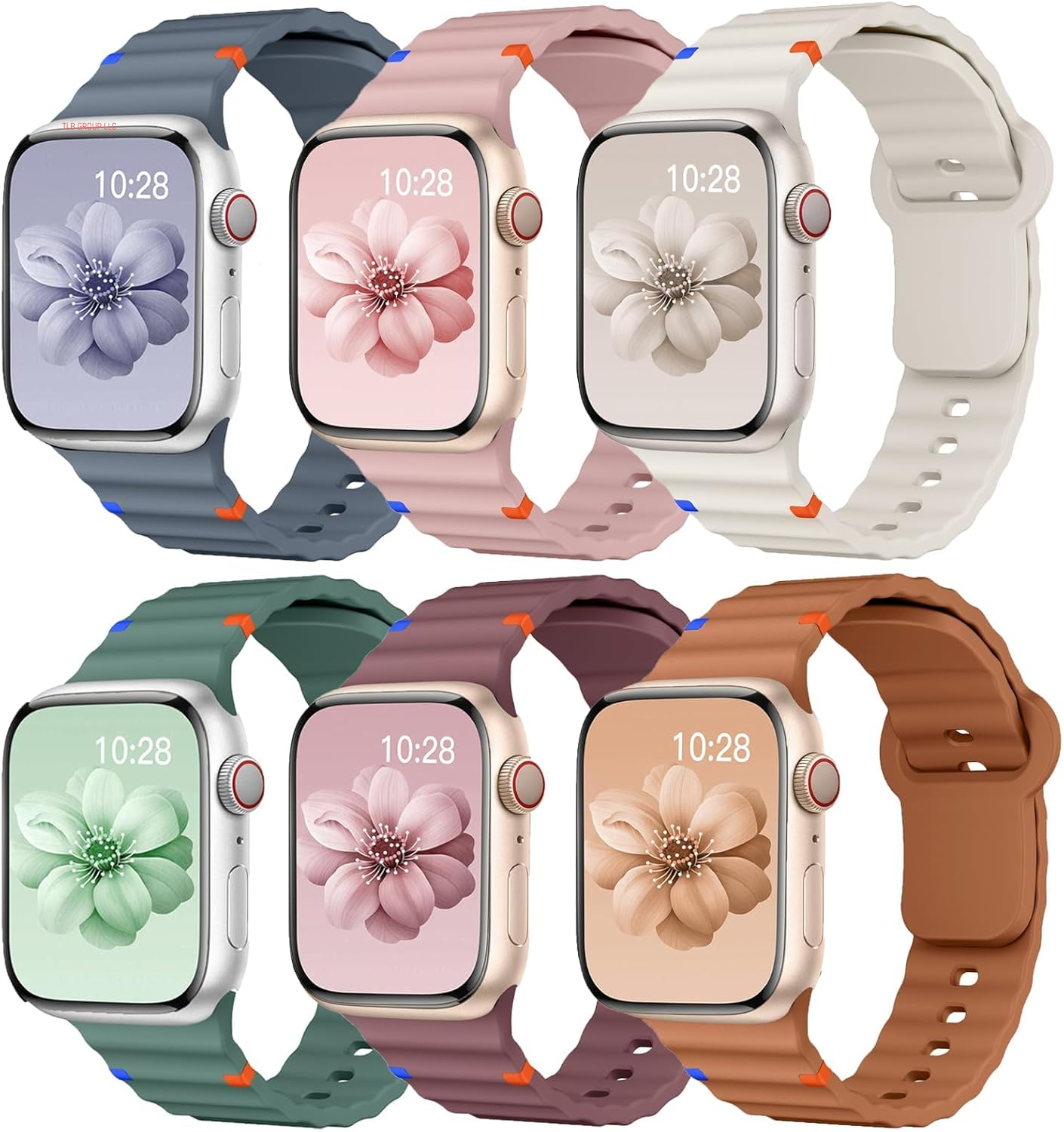 Sport Band for Apple Watch Ultra/2 Bands 49Mm 46Mm 45Mm 44Mm 42Mm 41Mm 40Mm 38Mm for Men Women,Waterproof Soft Silicone Strap Wristband for Iwatch Series 10 9 8 7 6 5 4 3 SE/2 41 45 40 44 Mm,6 Pack