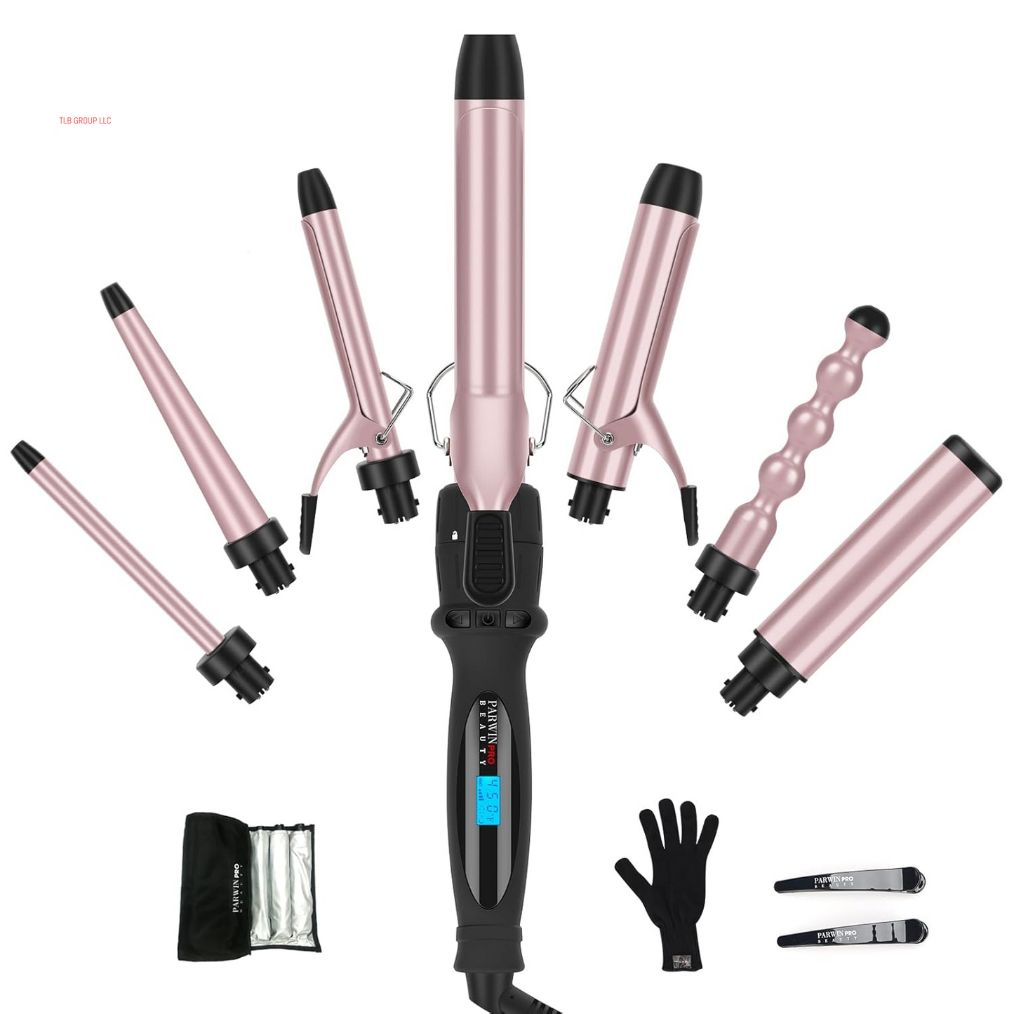 Curling Iron, 7 in 1 Curling Wand Set with 7 Interchangeable Barrels and Heat Protective Glove Auto Shut off Dual Voltage