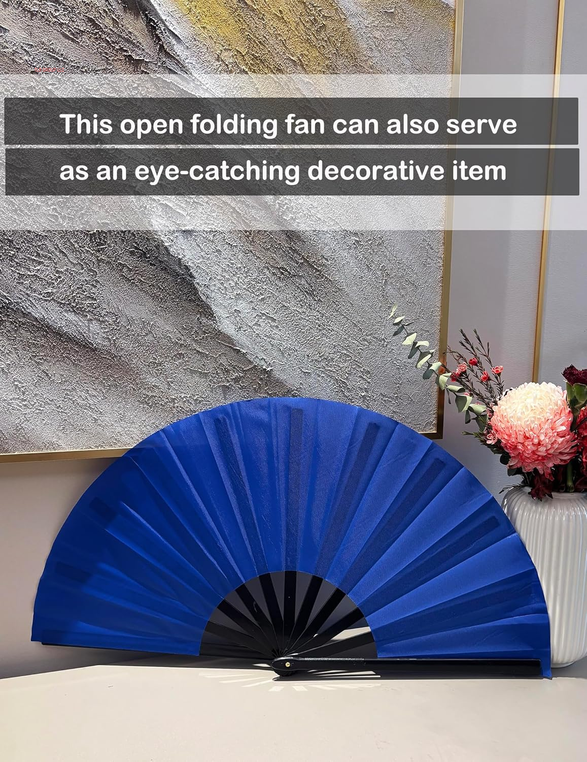 13Inch Large Rave Fan Popping Fan Clacking Fans for Line Dancing,Hand Fans for Women Foldable,Boots on the Ground Fan,Portable for Outdoor,Wedding,Party,Decoration(Blue,1 Pack)